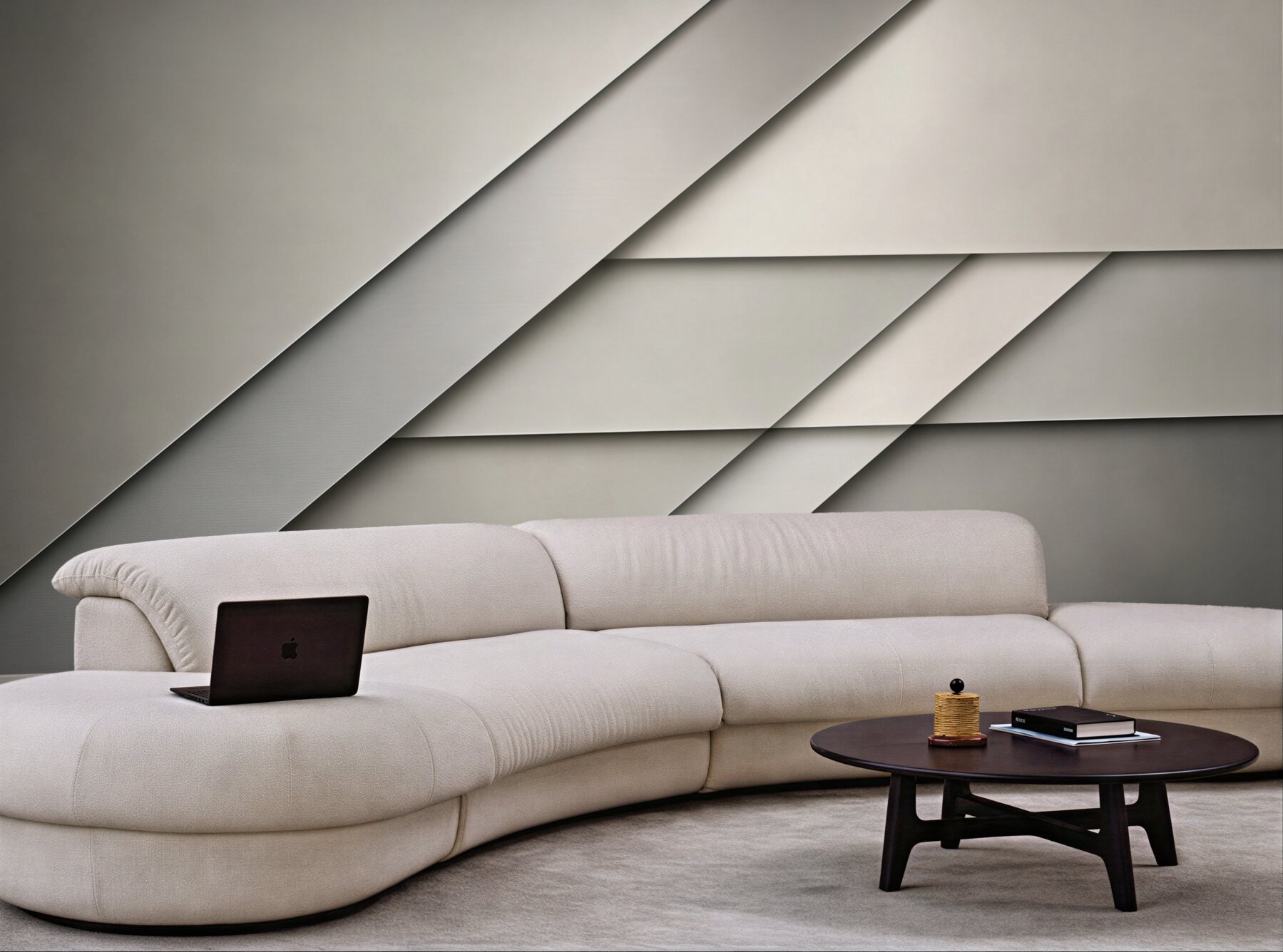 Fototapeta geometryczna abstrakcja 3D beżowo szara nowoczesna