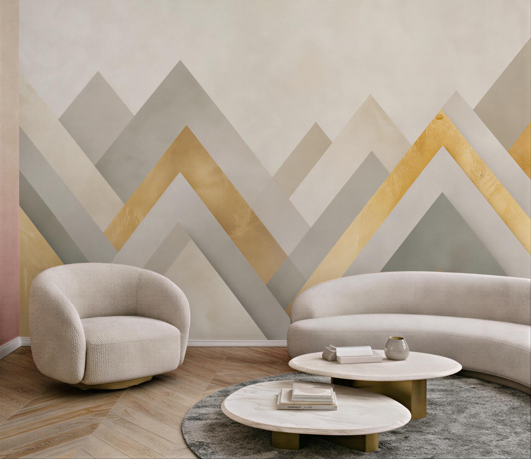 Fototapeta geometryczne złote i szare pasy nowoczesna abstrakcja glamour