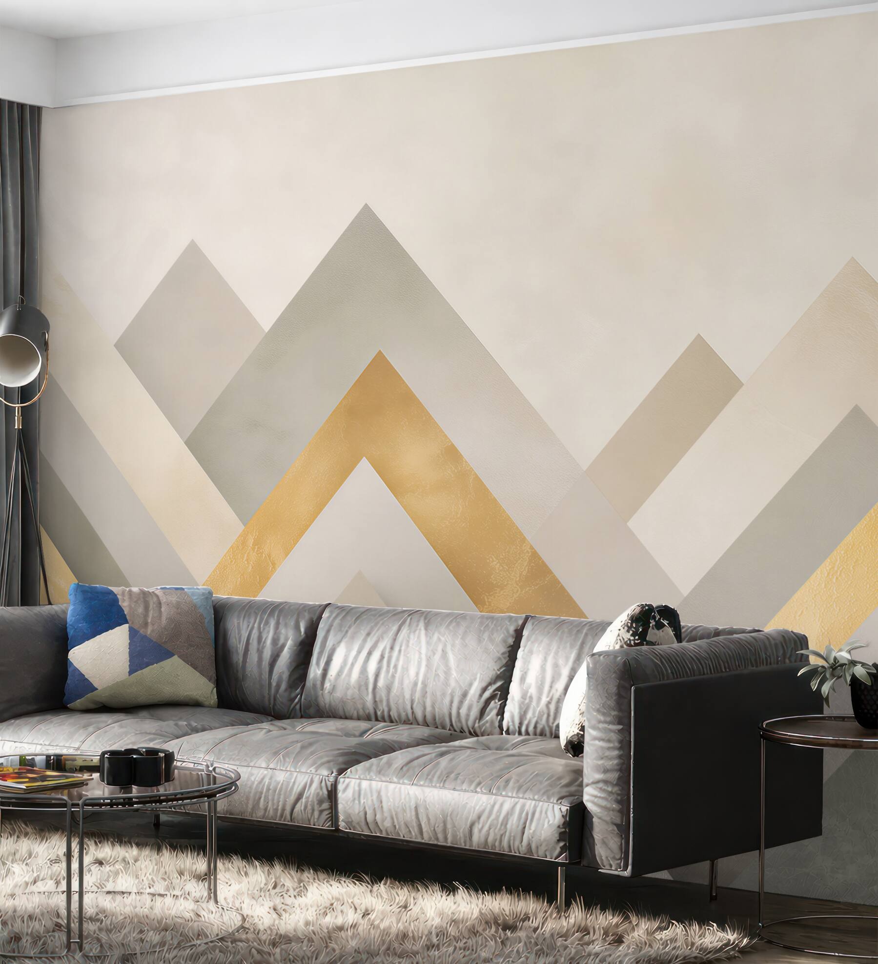 Fototapeta geometryczne złote i szare pasy nowoczesna abstrakcja glamour