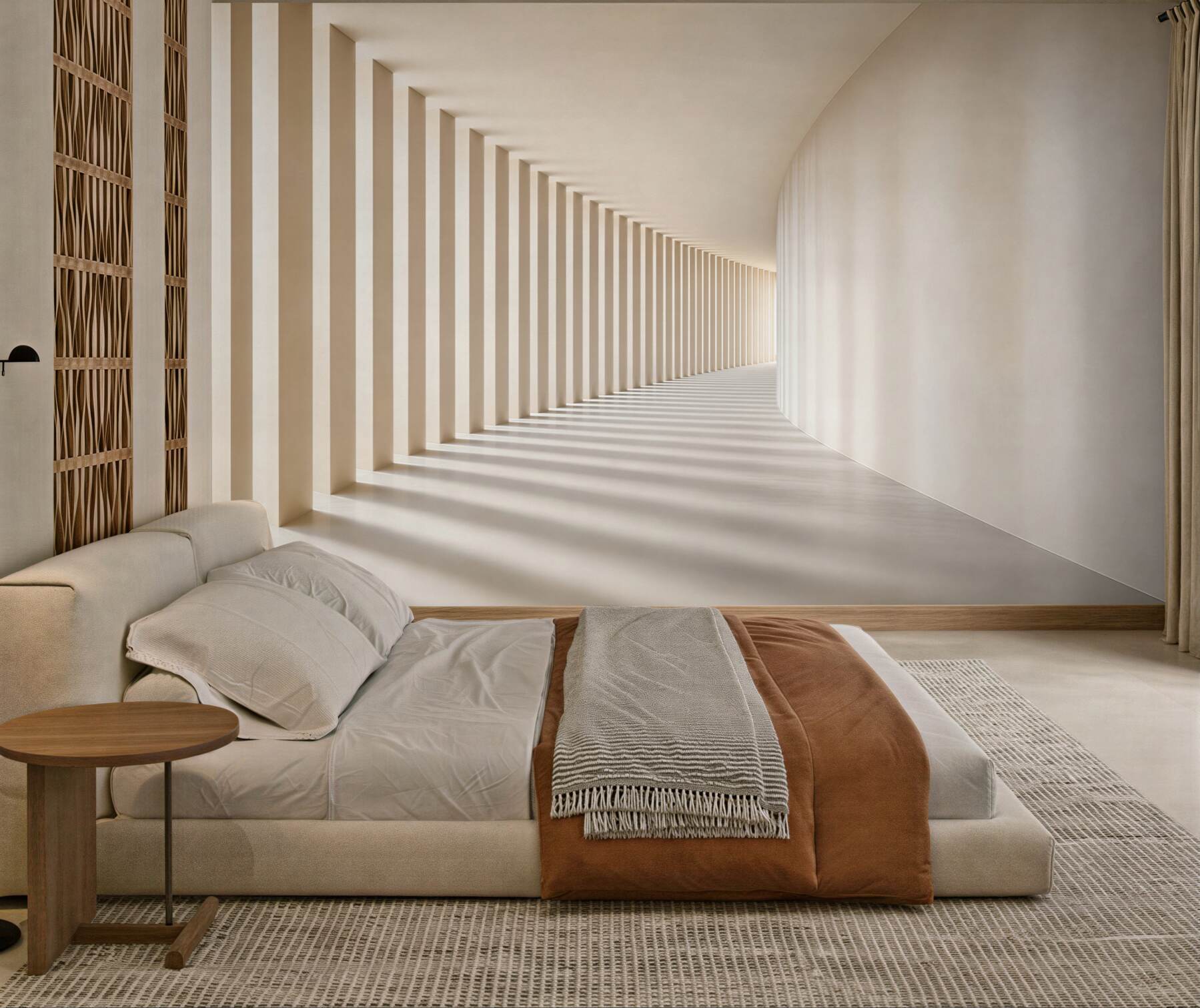 Fototapeta nowoczesny korytarz architektoniczny beżowy 3D minimalistyczny