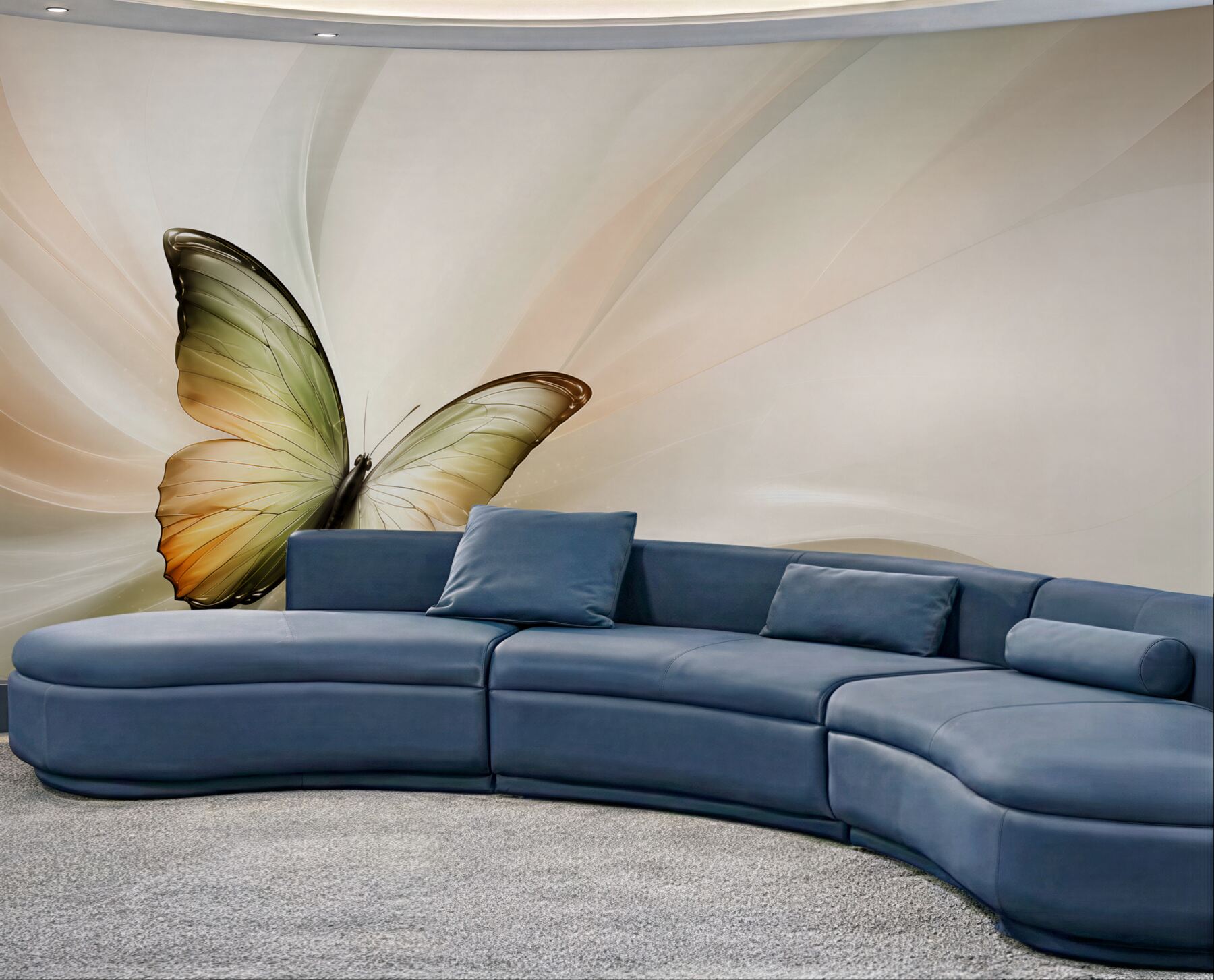 Fototapeta motyl abstrakcyjny w beżowo zielonych tonach elegancka
