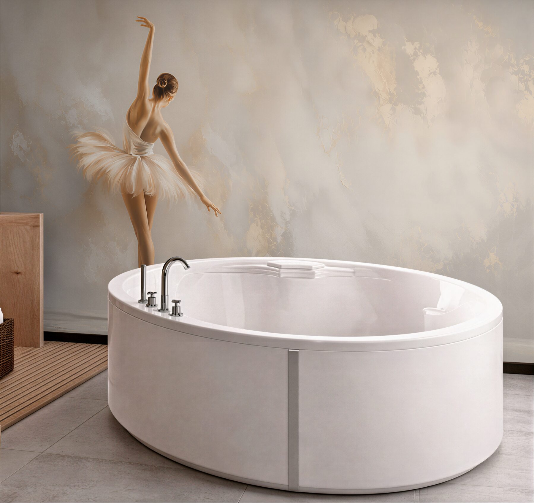 Fototapeta baletnica w beżach subtelna dekoracja do sypialni