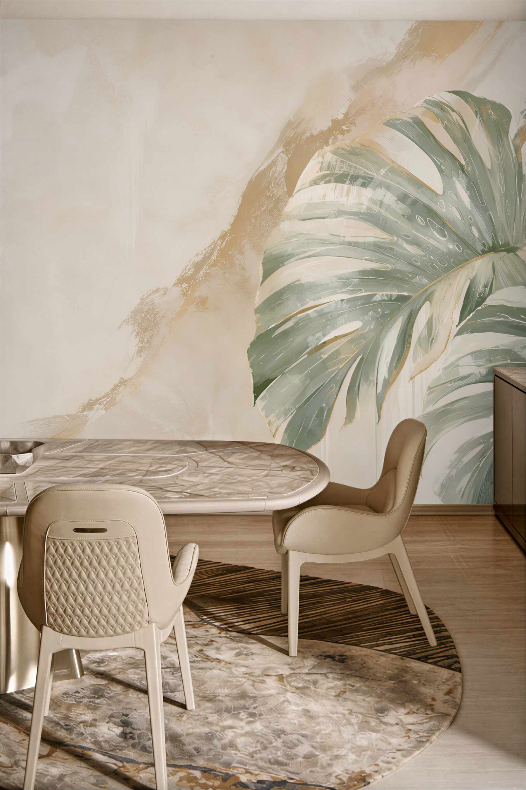 Fototapeta monstera zielona na jasnym tle nowoczesna botaniczna