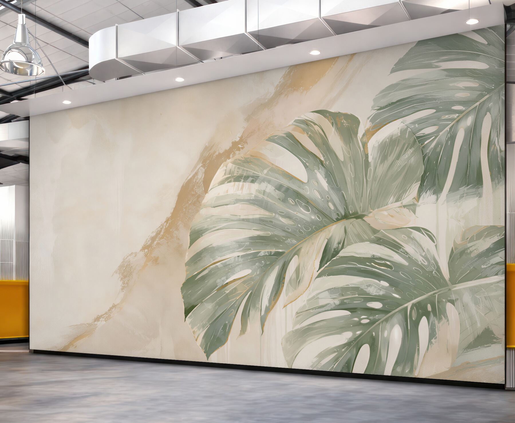 Fototapeta monstera zielona na jasnym tle nowoczesna botaniczna