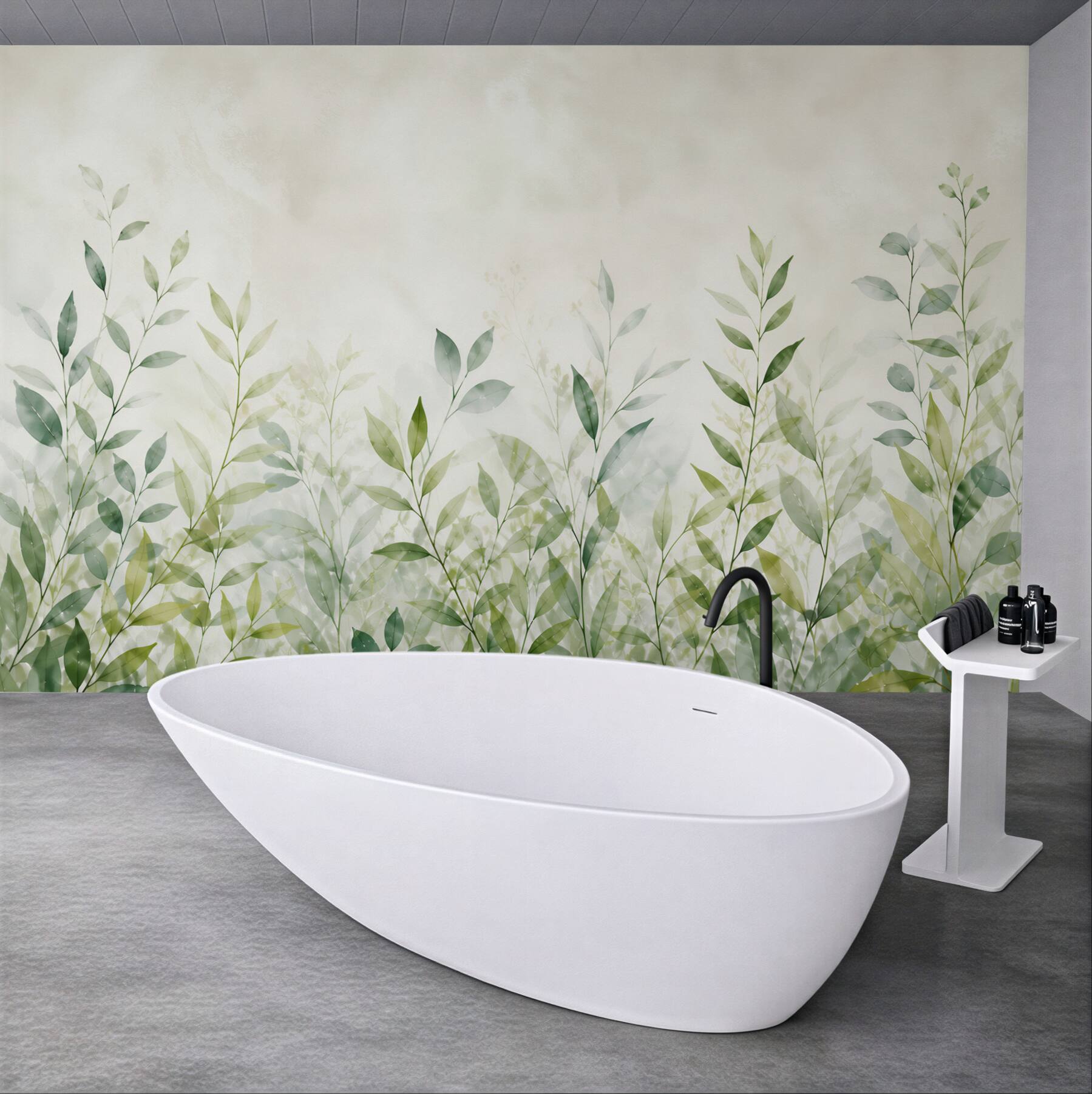 Fototapeta delikatne zielone gałązki akwarelowe w stylu naturalnym