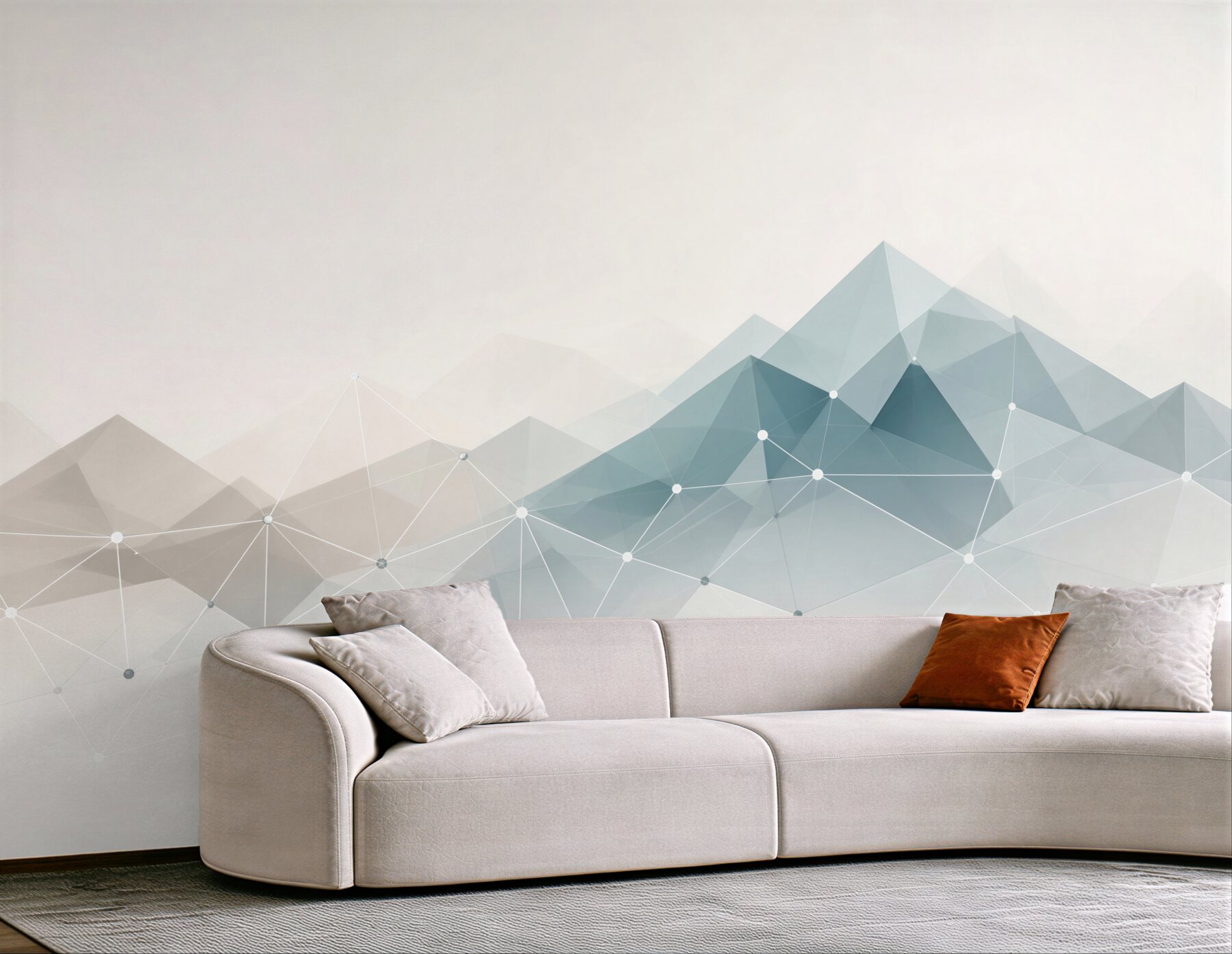 Fototapeta geometryczne góry abstrakcyjne w błękitach nowoczesna