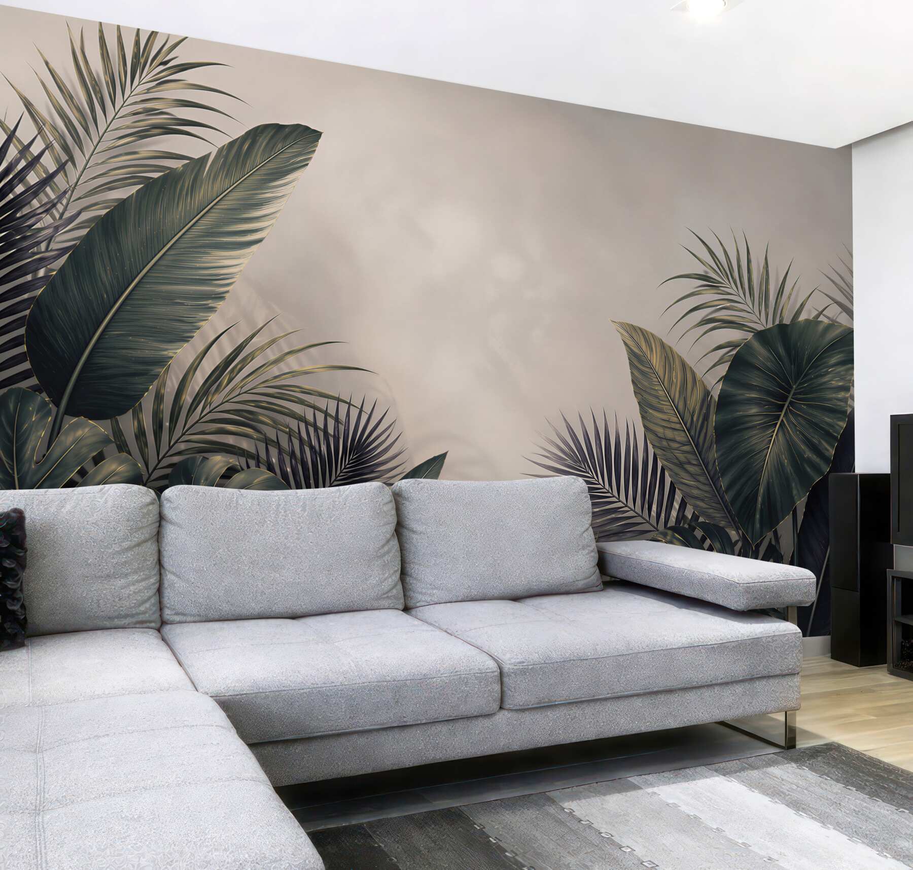 Fototapeta ciemne liście tropikalne elegancka botaniczna do nowoczesnego wnętrza