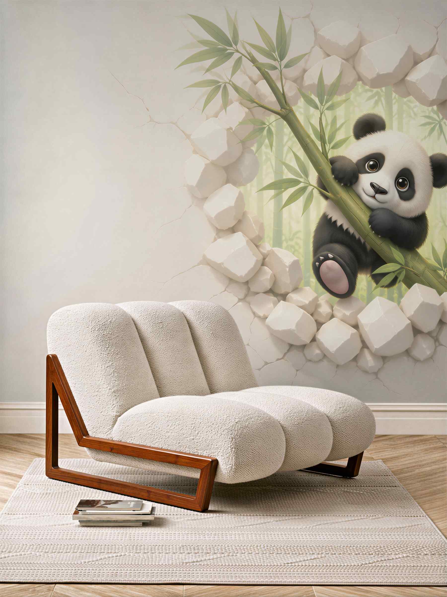 Fototapeta panda na bambusie 3D do pokoju dziecka