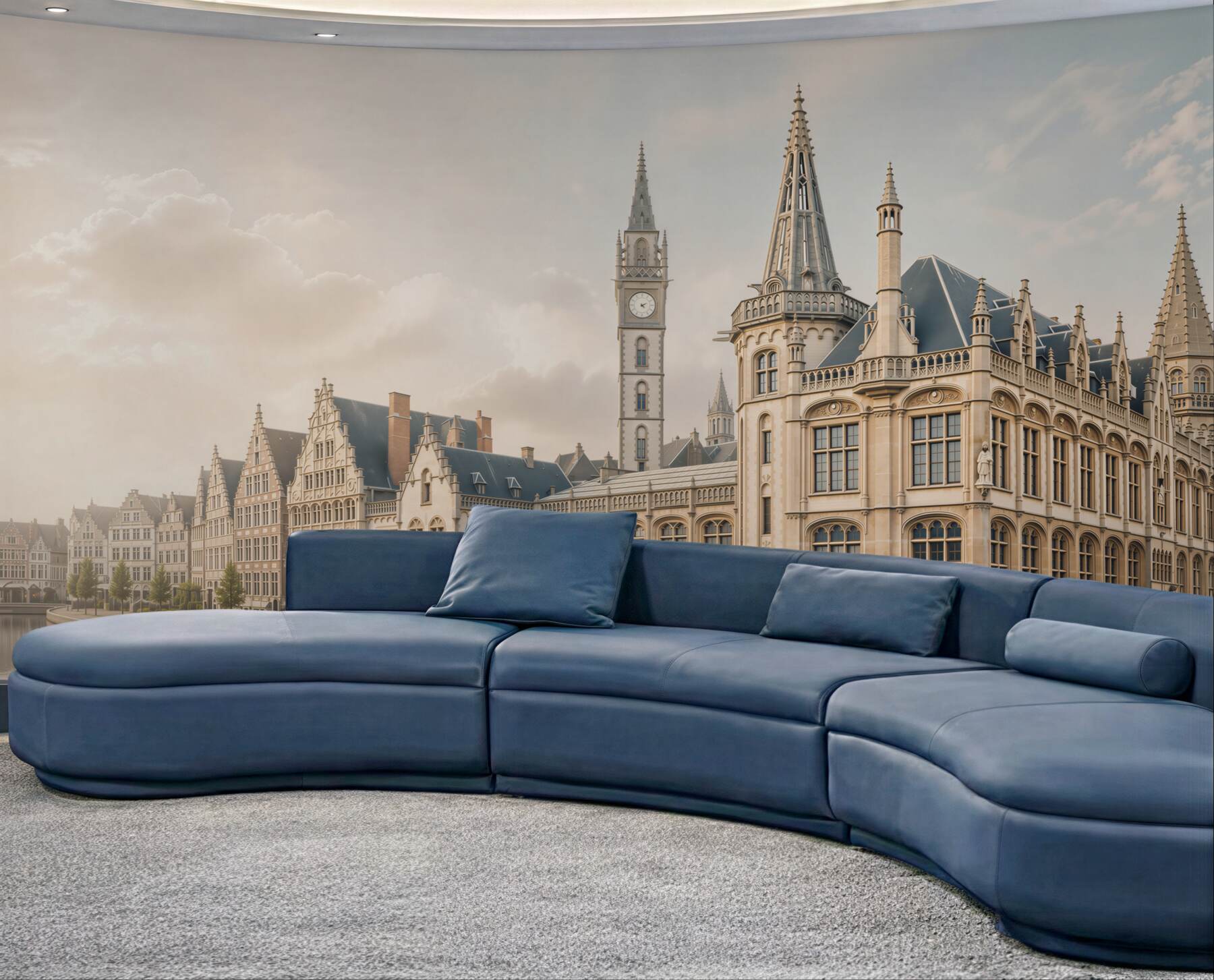 Fototapeta zabytkowa architektura nad kanałem eleganckie kamienice w jasnych beżach