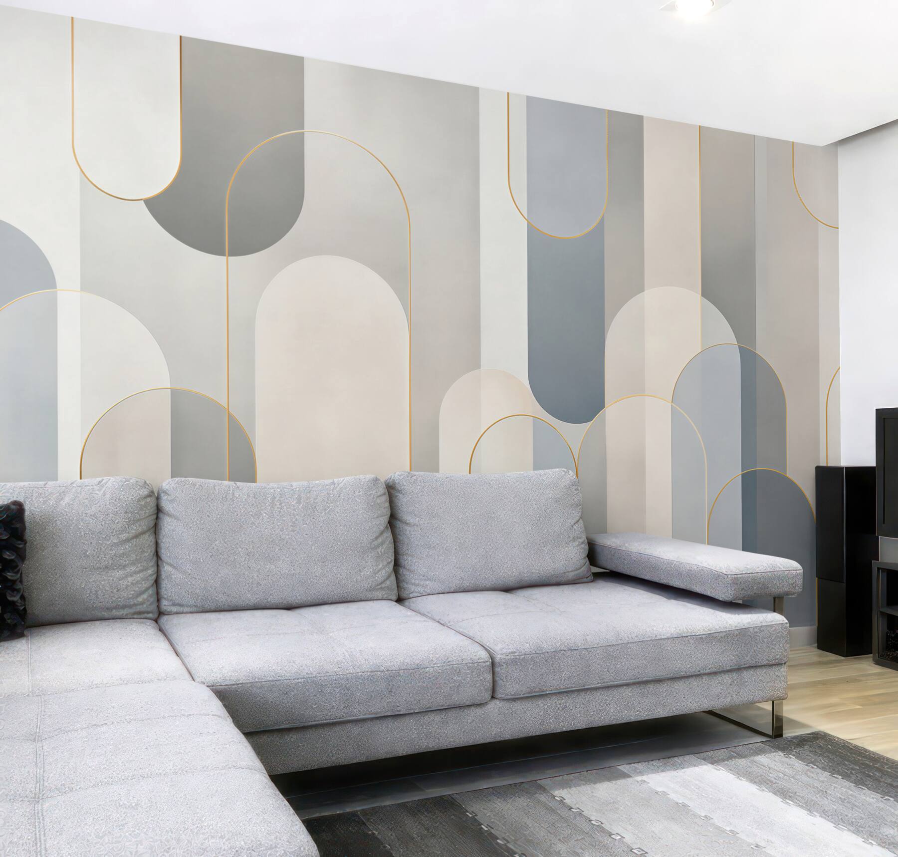 Fototapeta geometryczne łuki beżowo szare w nowoczesnym stylu