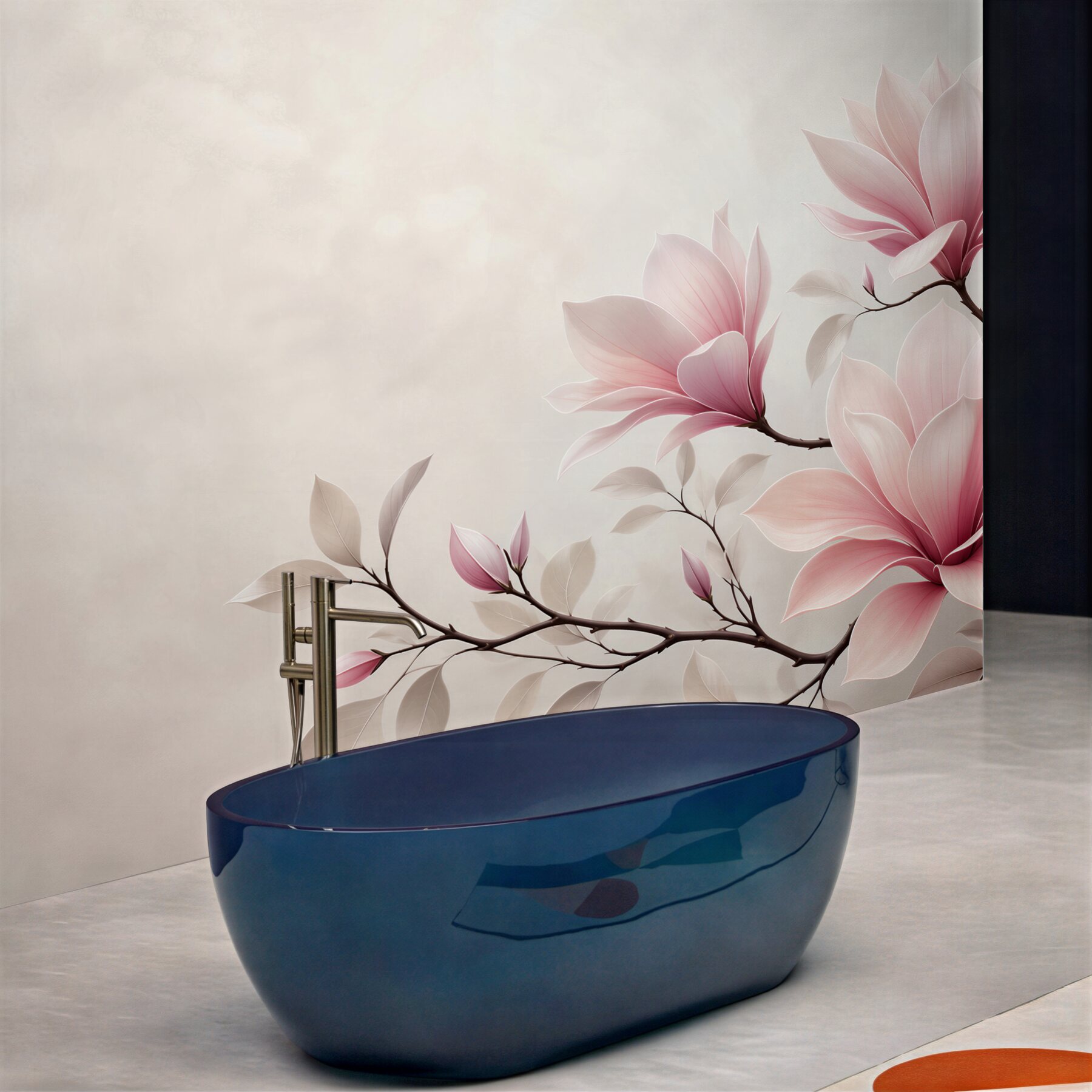 Fototapeta kwiaty magnolii pudrowy róż na jasnym tle elegancka