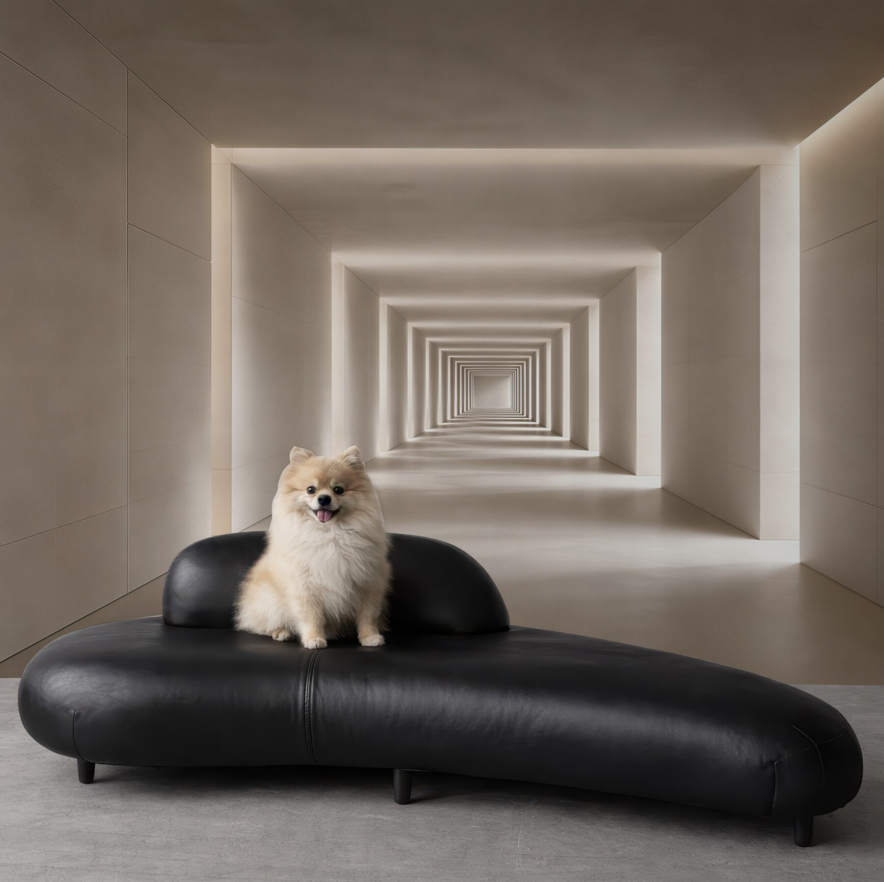Fototapeta nowoczesny tunel 3D beżowy minimalistyczny do nowoczesnego wnętrza