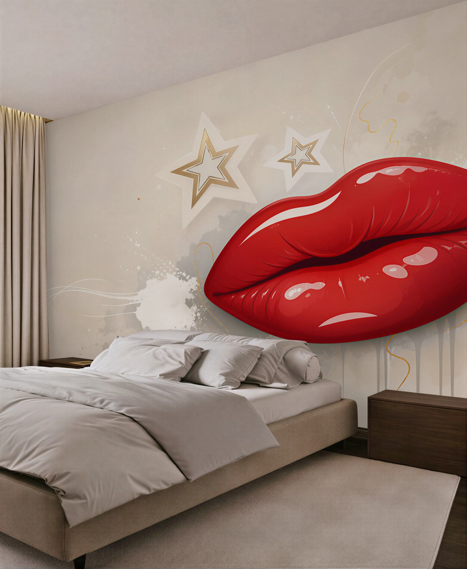 Fototapeta czerwone usta w stylu pop art nowoczesna do salonu