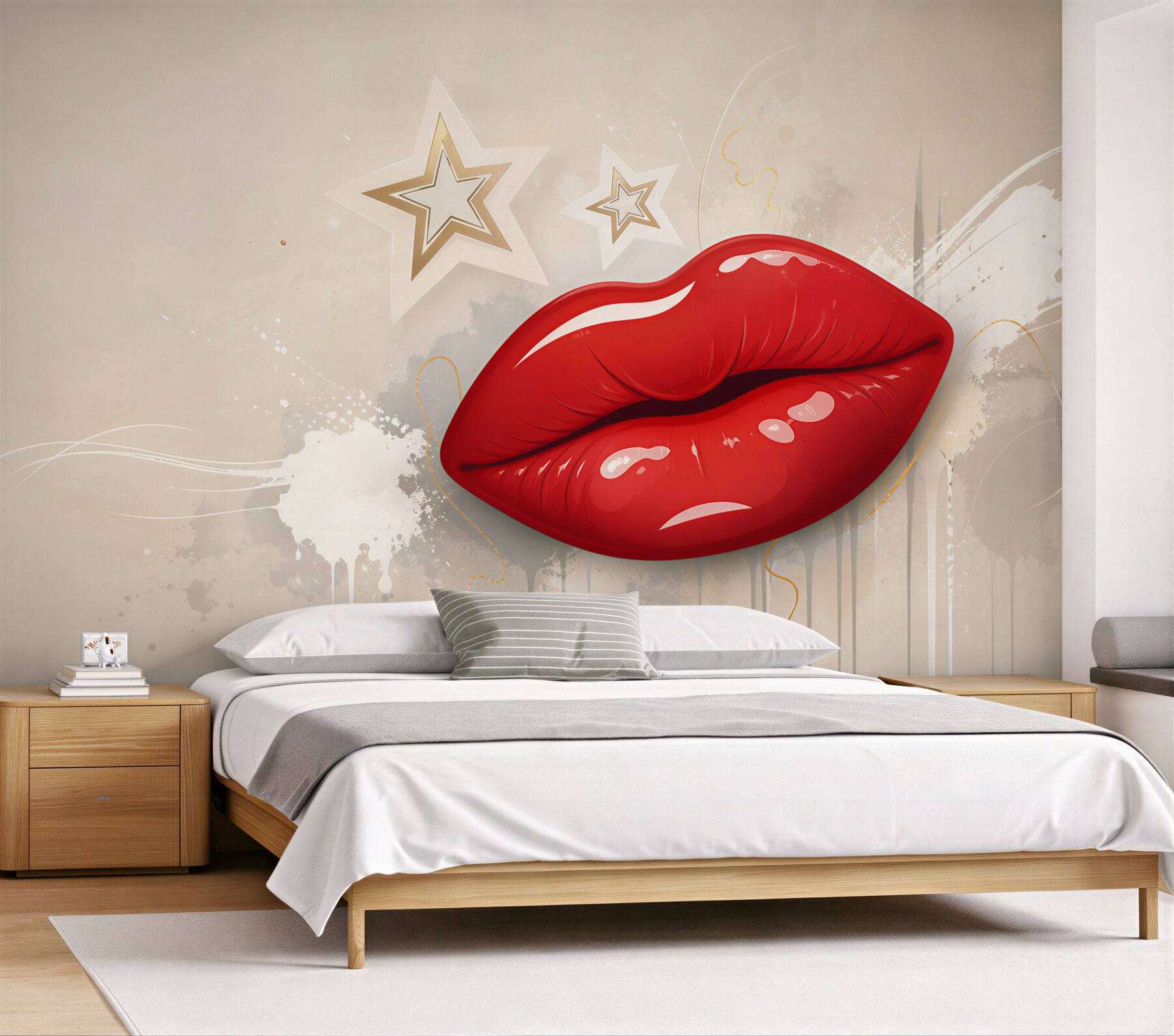 Fototapeta czerwone usta w stylu pop art nowoczesna do salonu