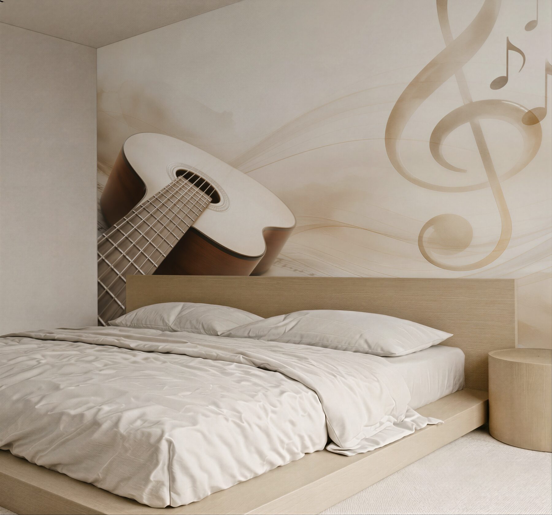 Fototapeta gitara i nuty w beżowych tonach do pokoju muzycznego