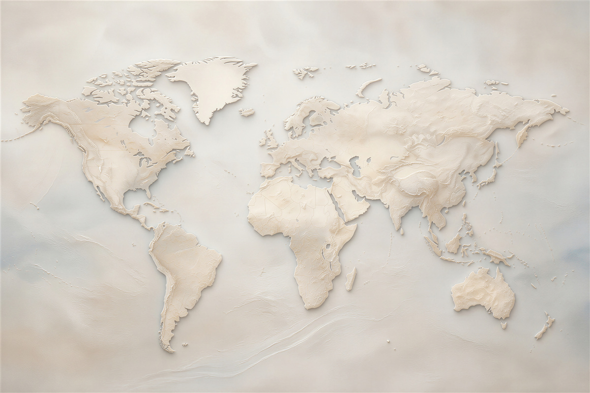 Fototapeta mapa świata beżowa 3D elegancka do biura i salonu