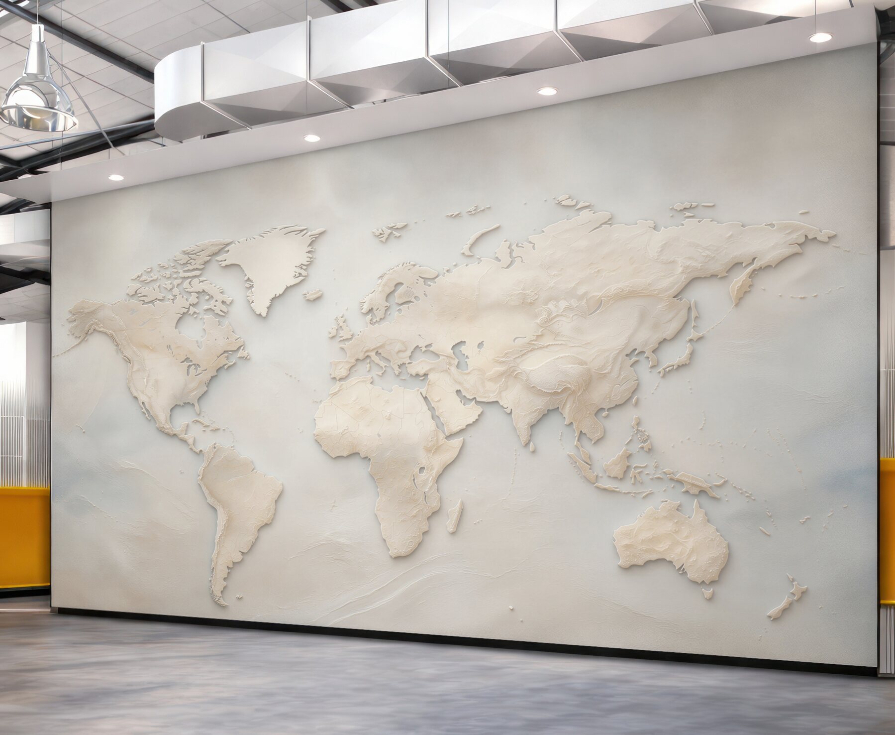 Fototapeta mapa świata beżowa 3D elegancka do biura i salonu