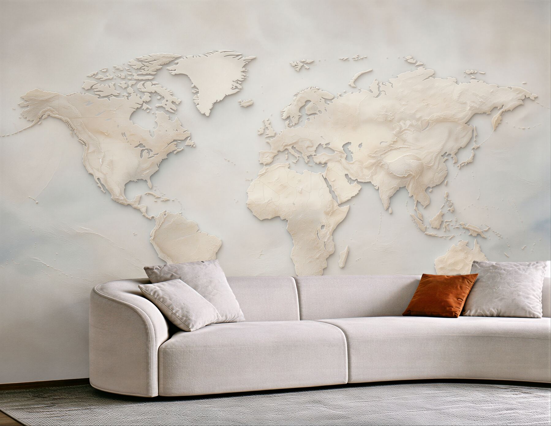 Fototapeta mapa świata beżowa 3D elegancka do biura i salonu