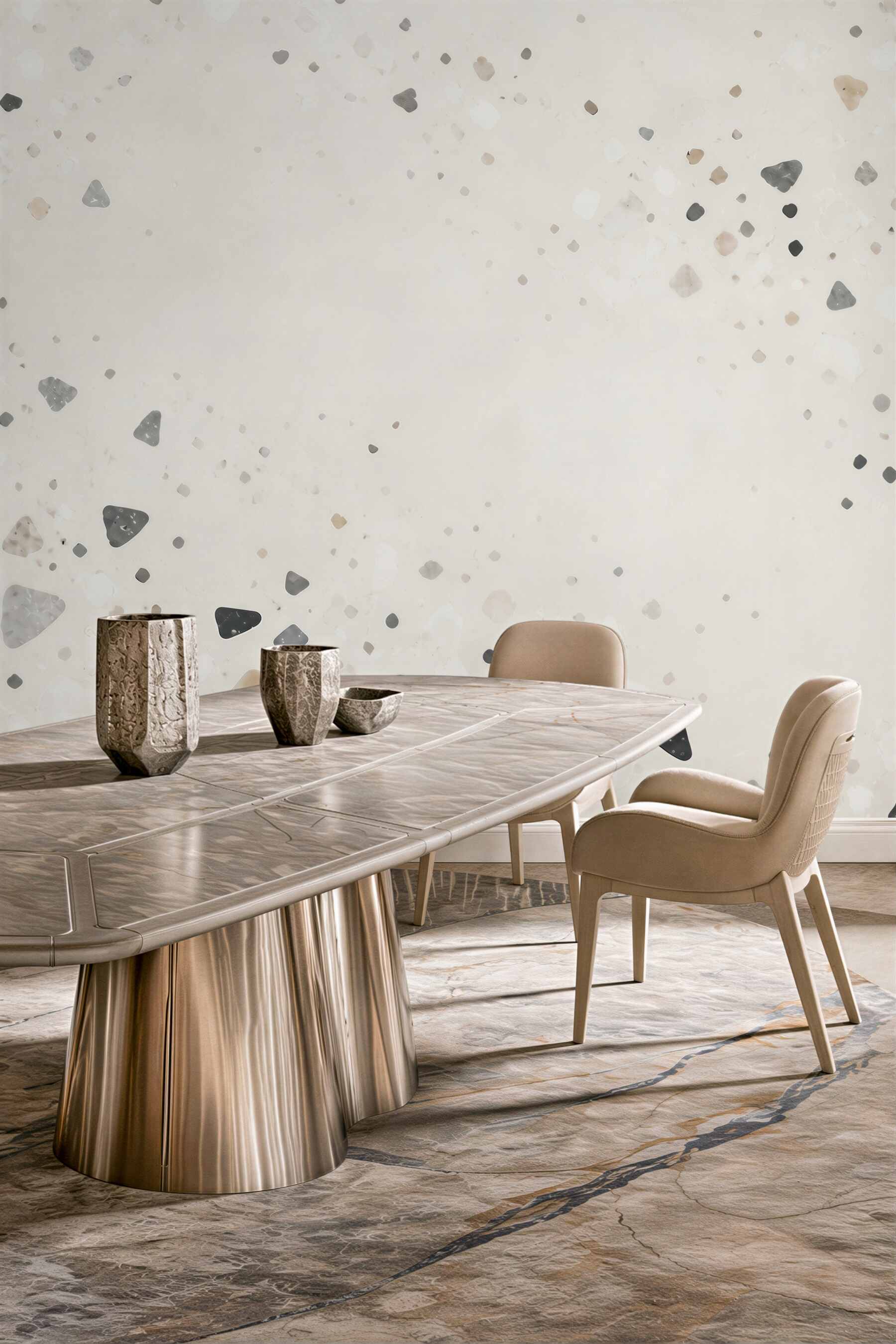 Fototapeta terrazzo jasne beżowo szare w minimalistycznym stylu