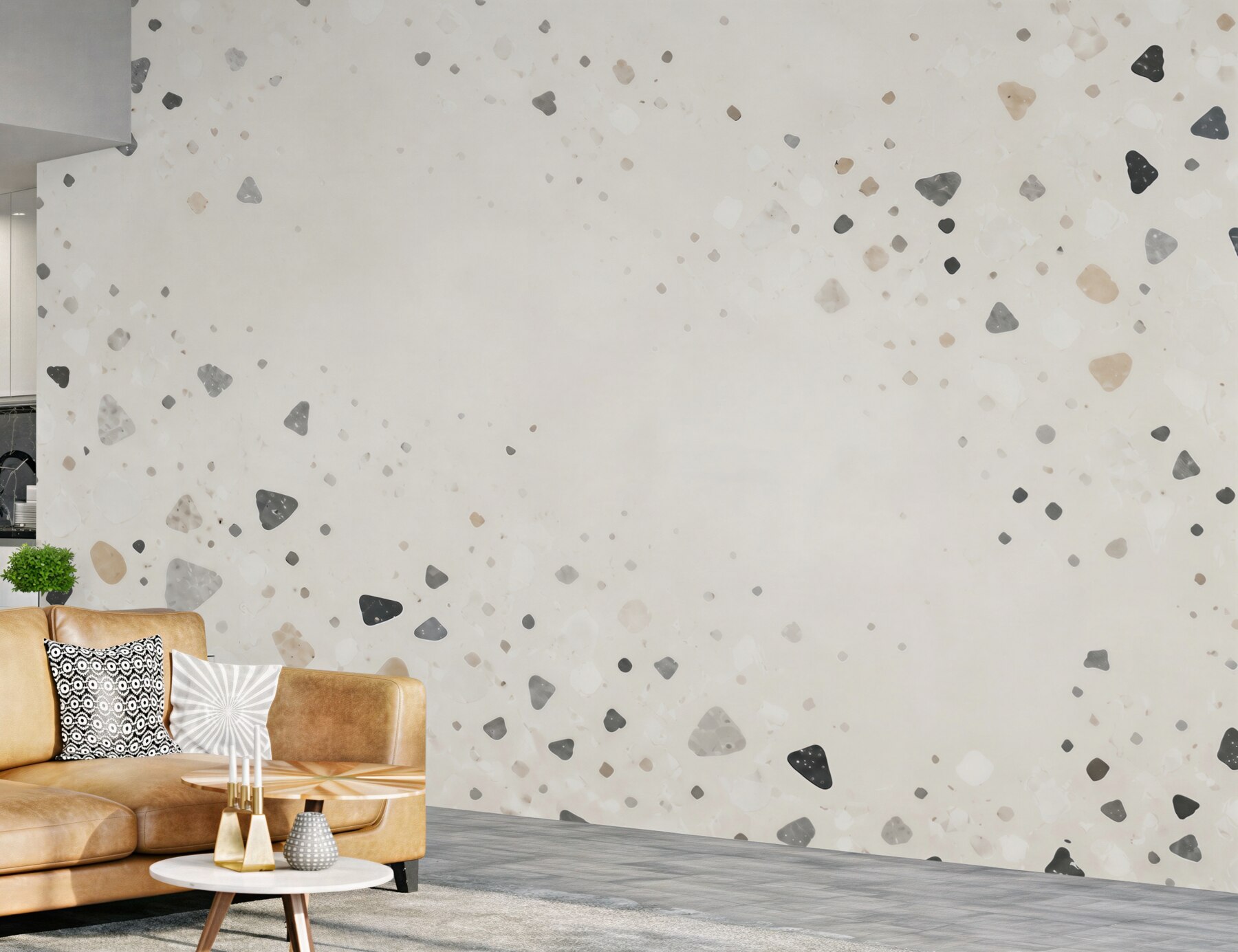 Fototapeta terrazzo jasne beżowo szare w minimalistycznym stylu