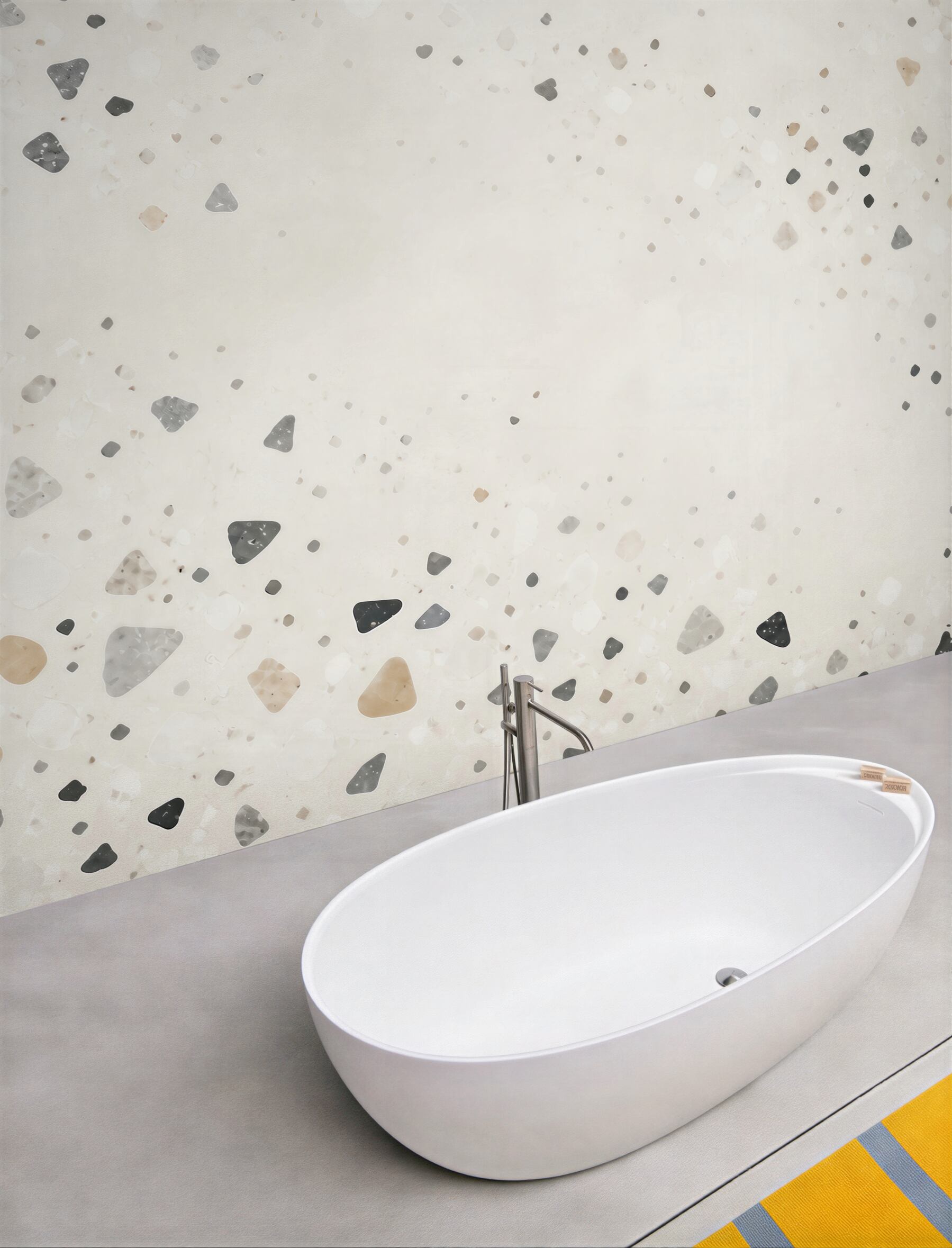 Fototapeta terrazzo jasne beżowo szare w minimalistycznym stylu