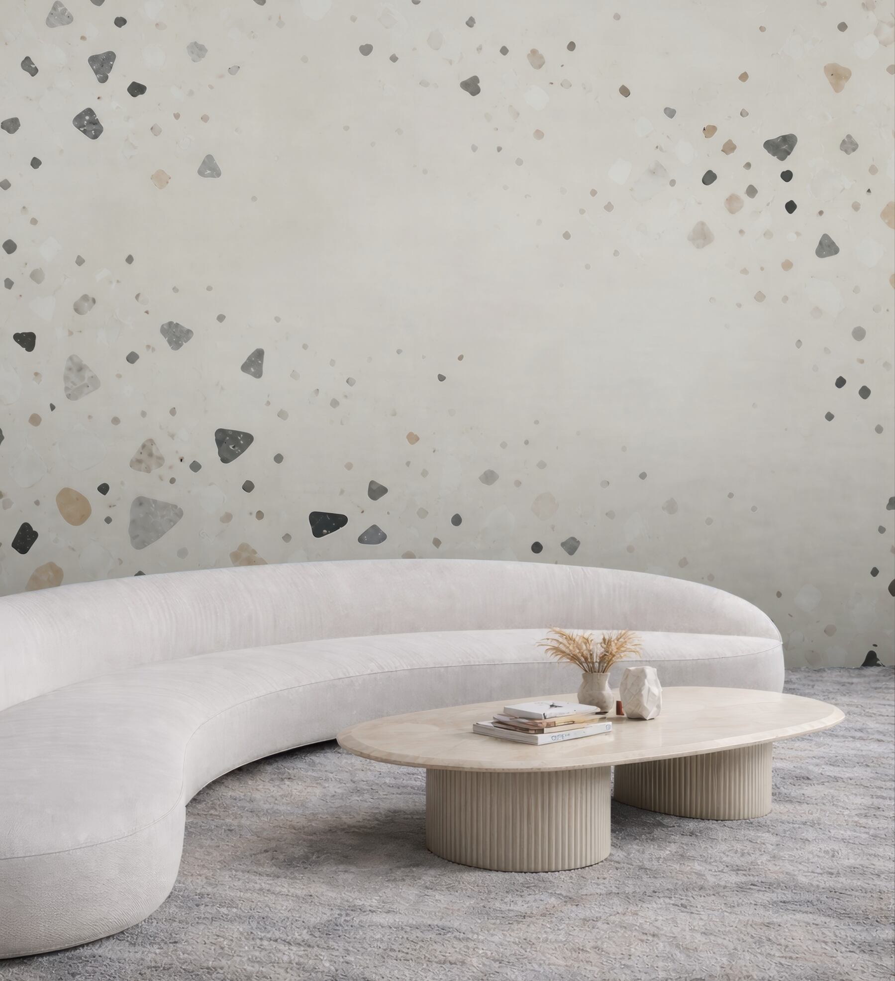 Fototapeta terrazzo jasne beżowo szare w minimalistycznym stylu