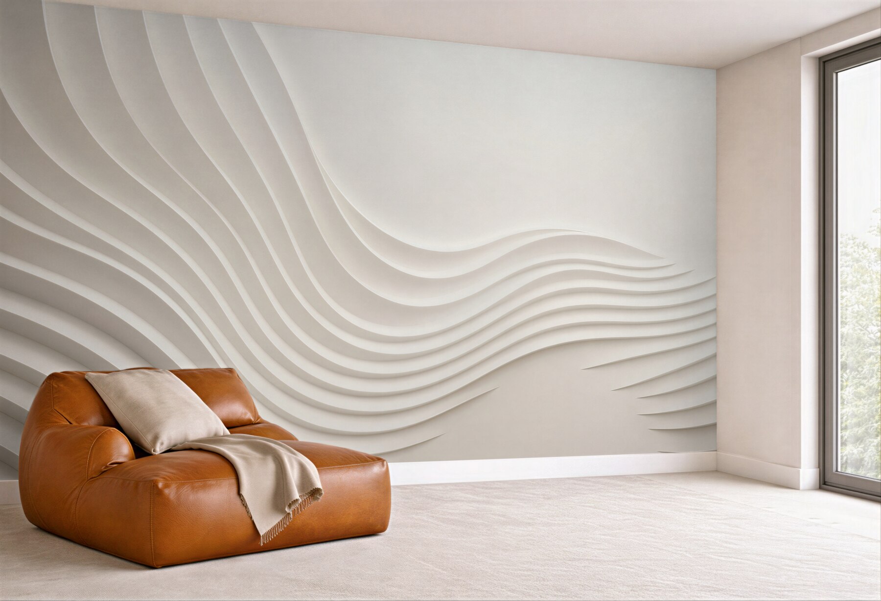 Fototapeta abstrakcyjne fale 3D beżowe minimalistyczne