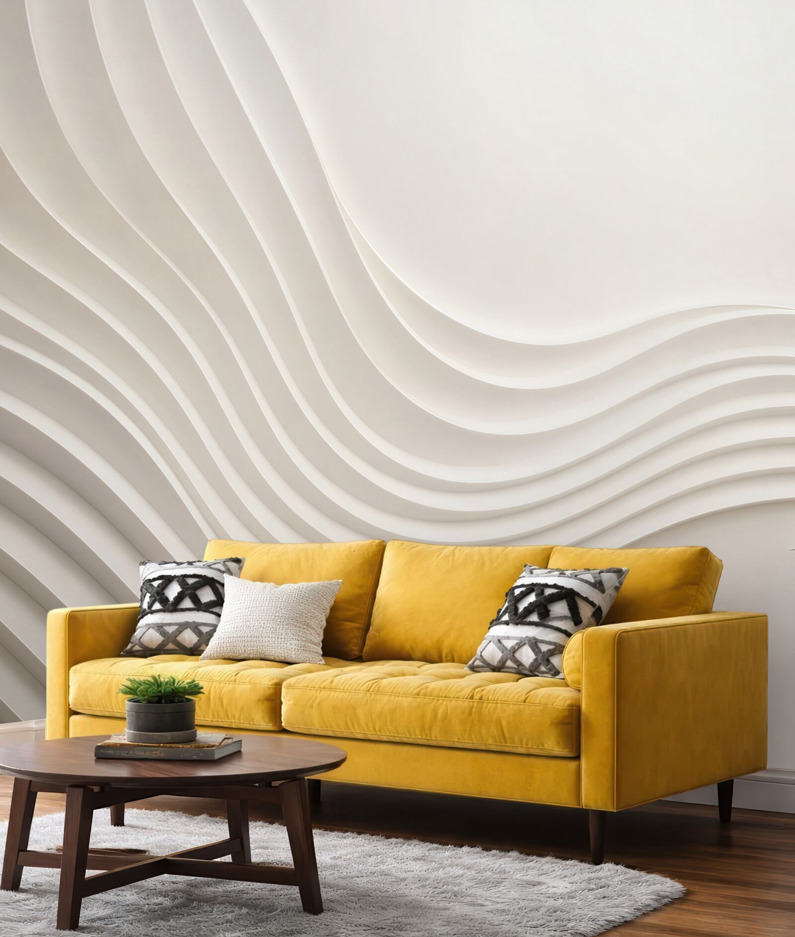 Fototapeta abstrakcyjne fale 3D beżowe minimalistyczne