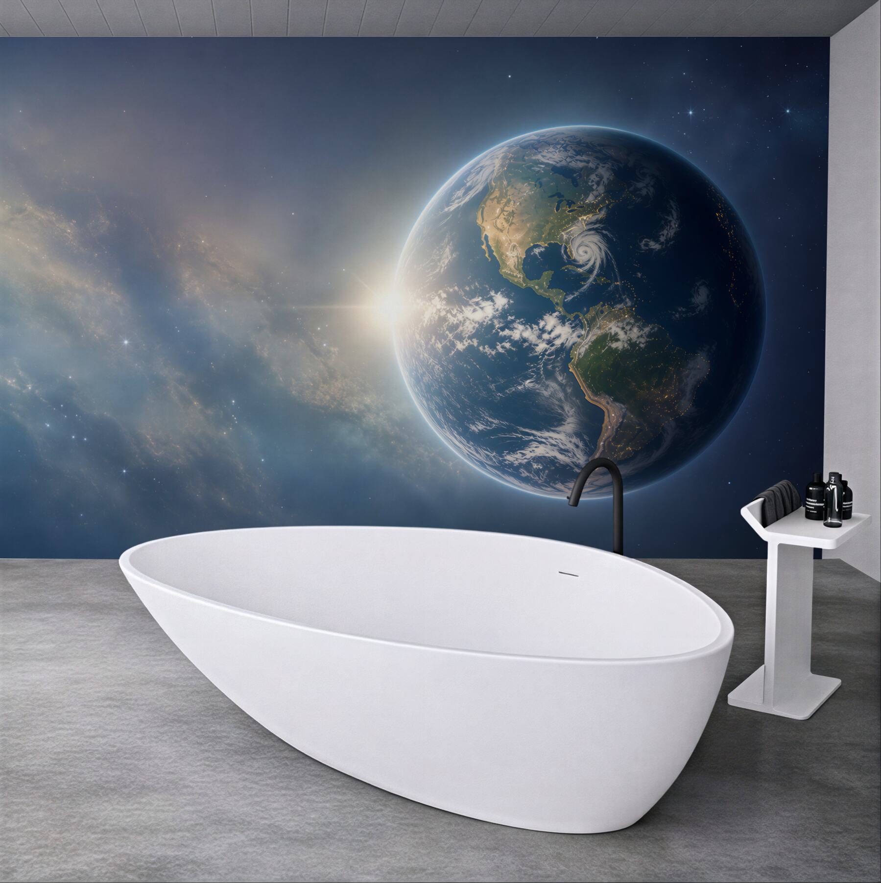 Fototapeta planeta Ziemia w kosmosie z gwiazdami nowoczesna