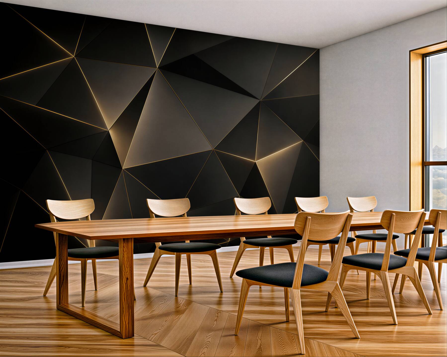 Fototapeta czarna geometria ze złotymi liniami nowoczesna glamour