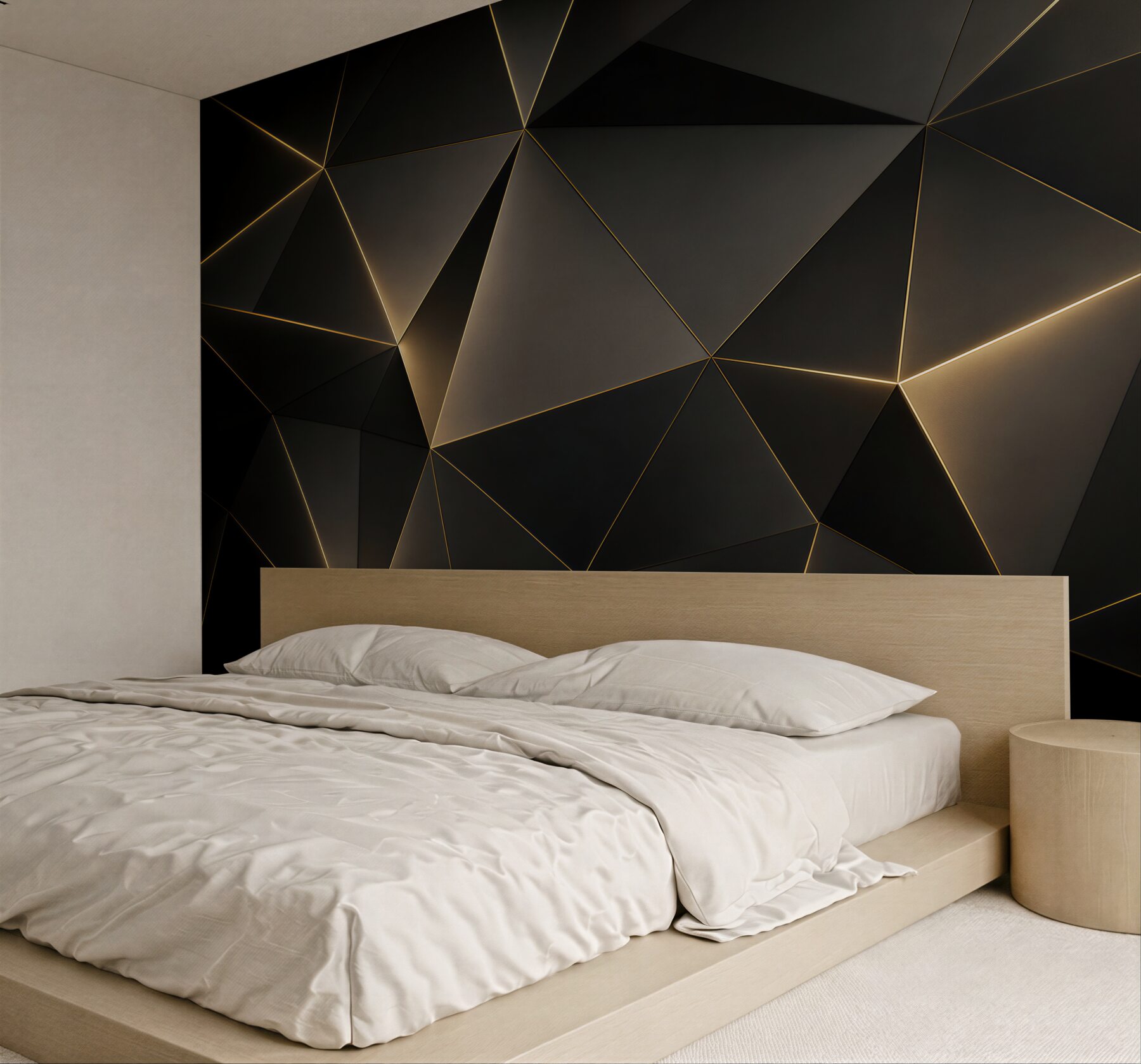 Fototapeta czarna geometria ze złotymi liniami nowoczesna glamour