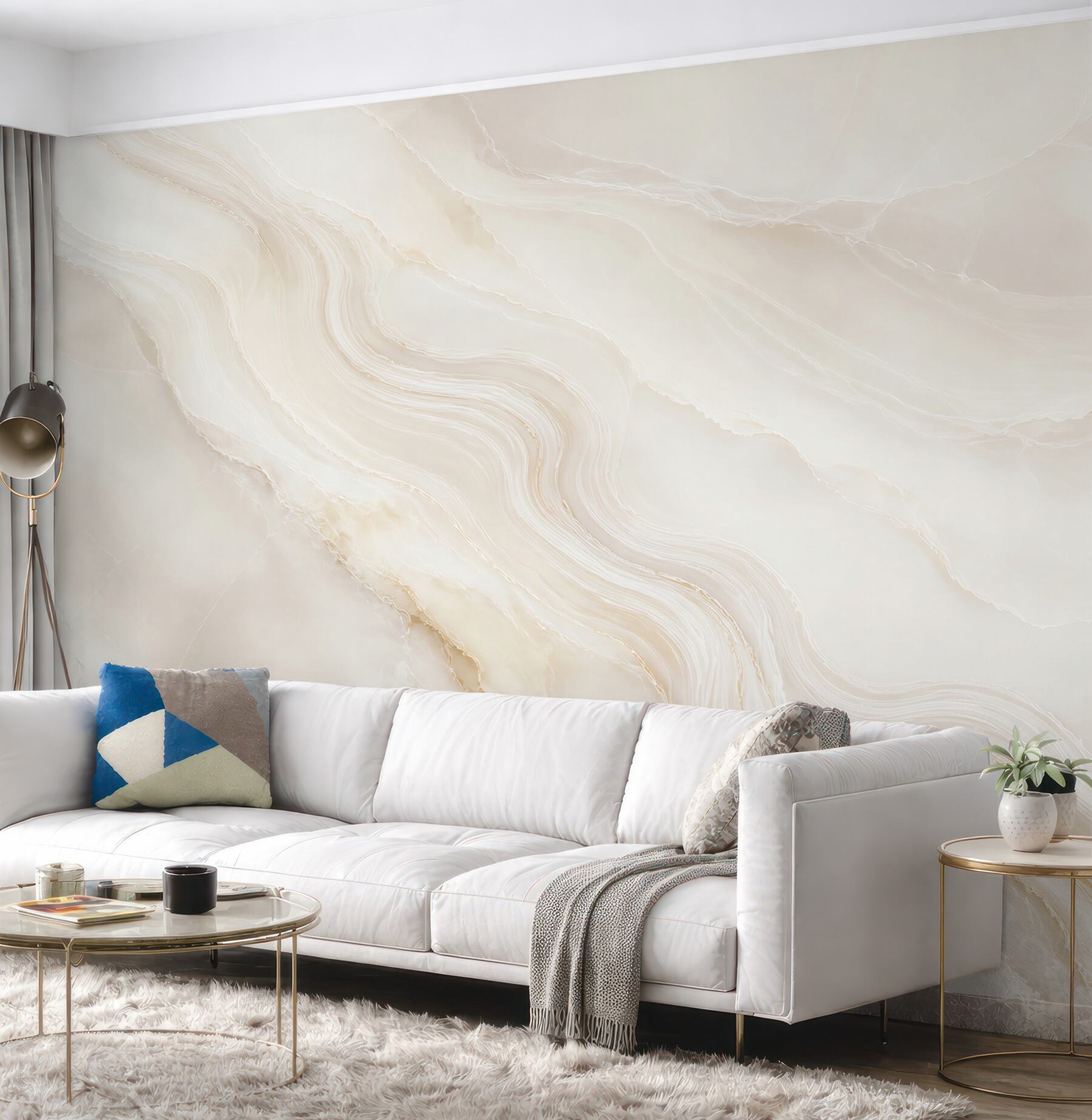 Fototapeta marmur beżowy z delikatnymi złotymi żyłkami elegancka