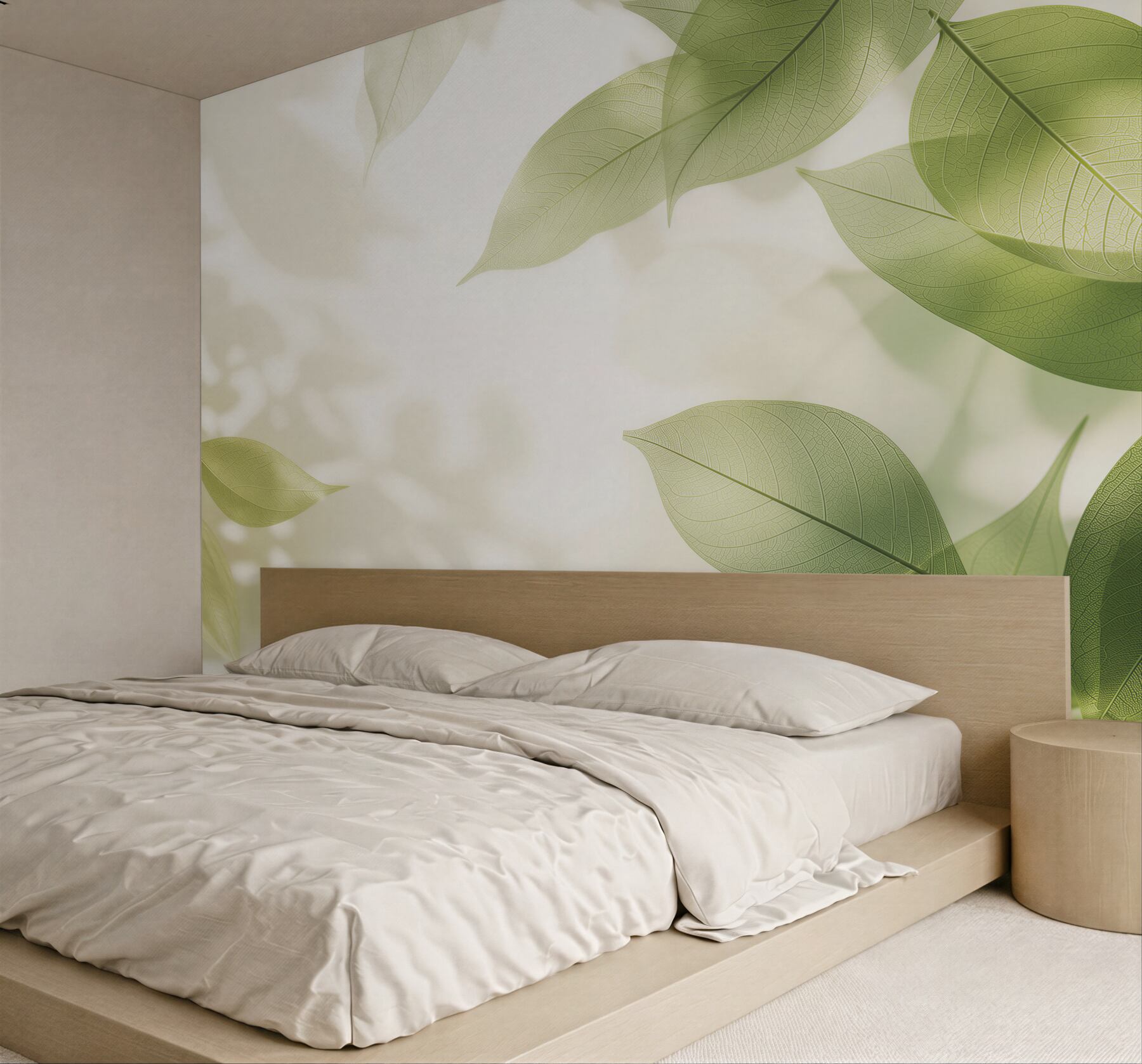 Fototapeta zielone liście delikatne botaniczne na jasnym tle