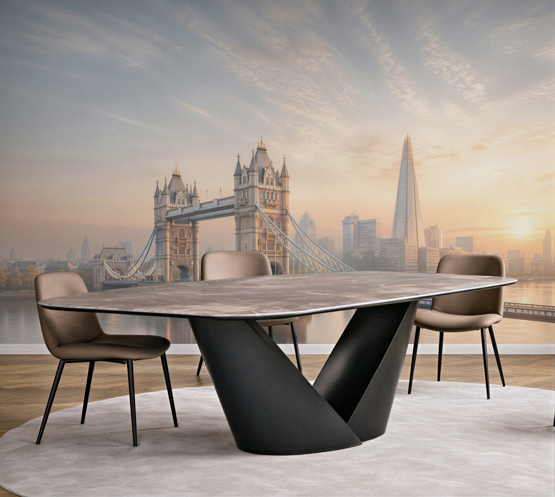 Fototapeta Tower Bridge w Londynie o wschodzie słońca panoramiczna miejska