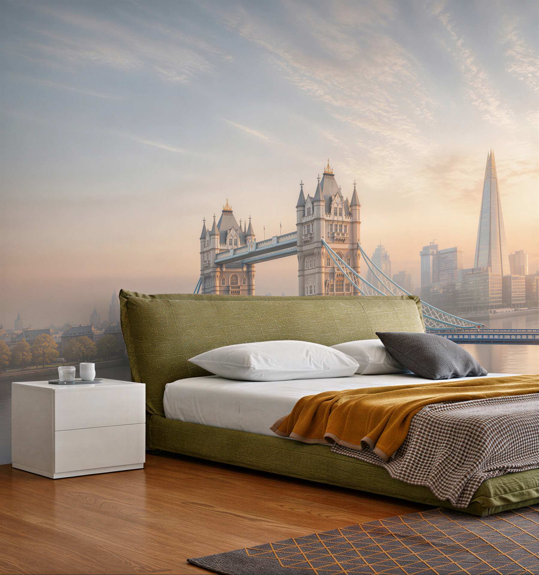 Fototapeta Tower Bridge w Londynie o wschodzie słońca panoramiczna miejska