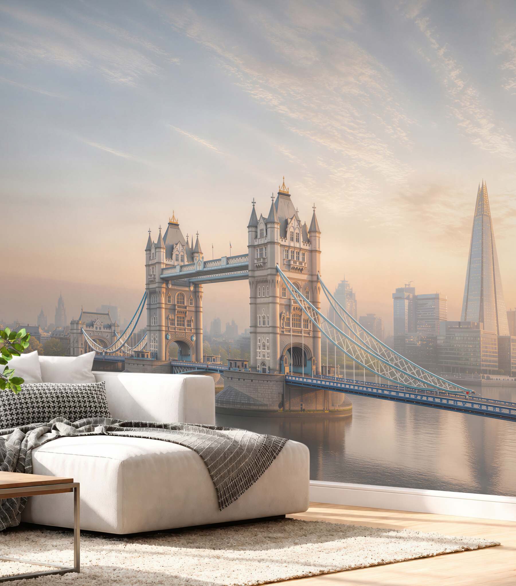 Fototapeta Tower Bridge w Londynie o wschodzie słońca panoramiczna miejska