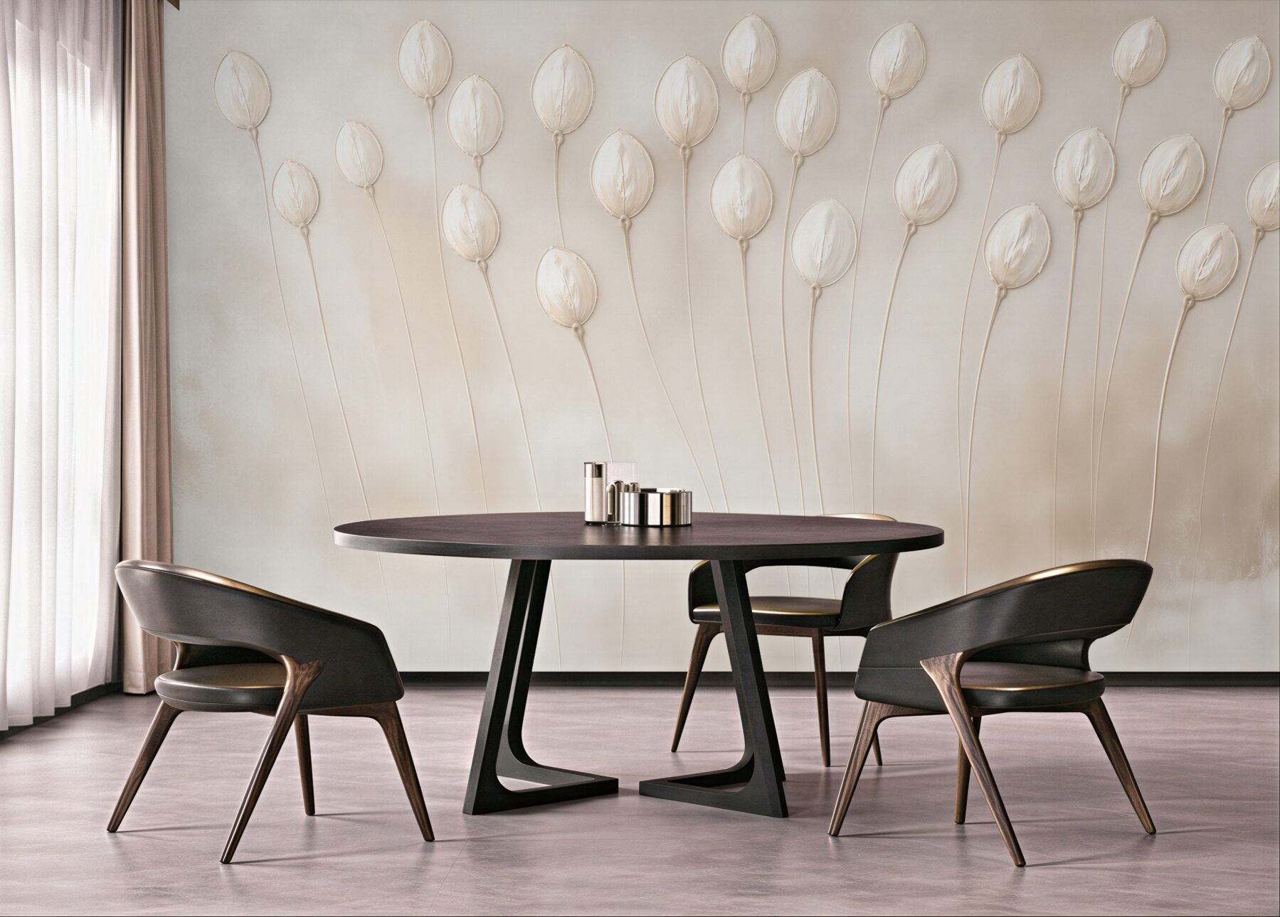 Fototapeta delikatne suszone kwiaty beżowe minimalistyczne do sypialni