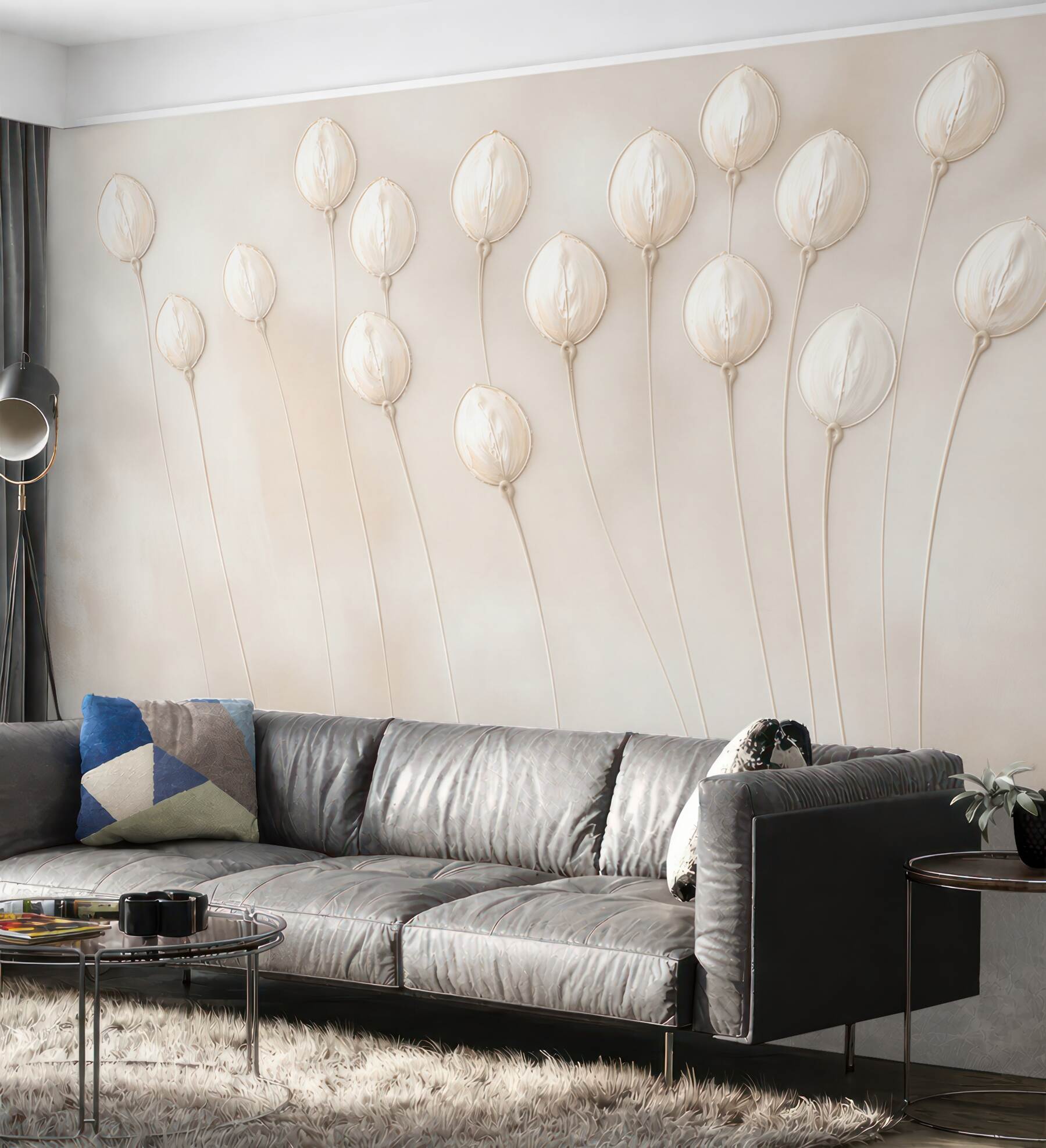 Fototapeta delikatne suszone kwiaty beżowe minimalistyczne do sypialni