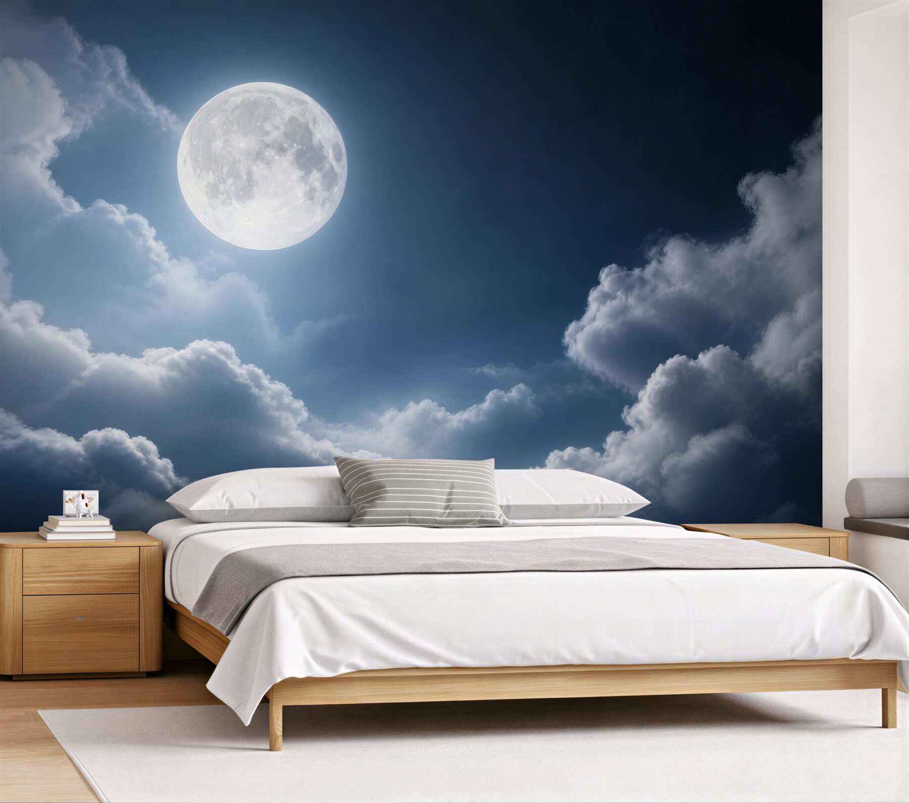 Fototapeta pełnia księżyca wśród chmur nocne niebo