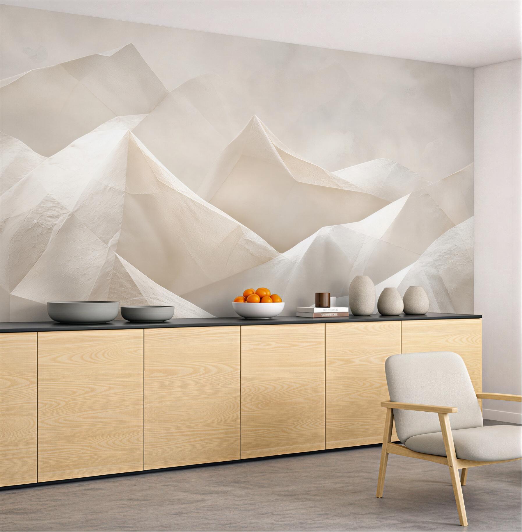 Fototapeta abstrakcyjne góry geometryczne beżowe nowoczesne 3D