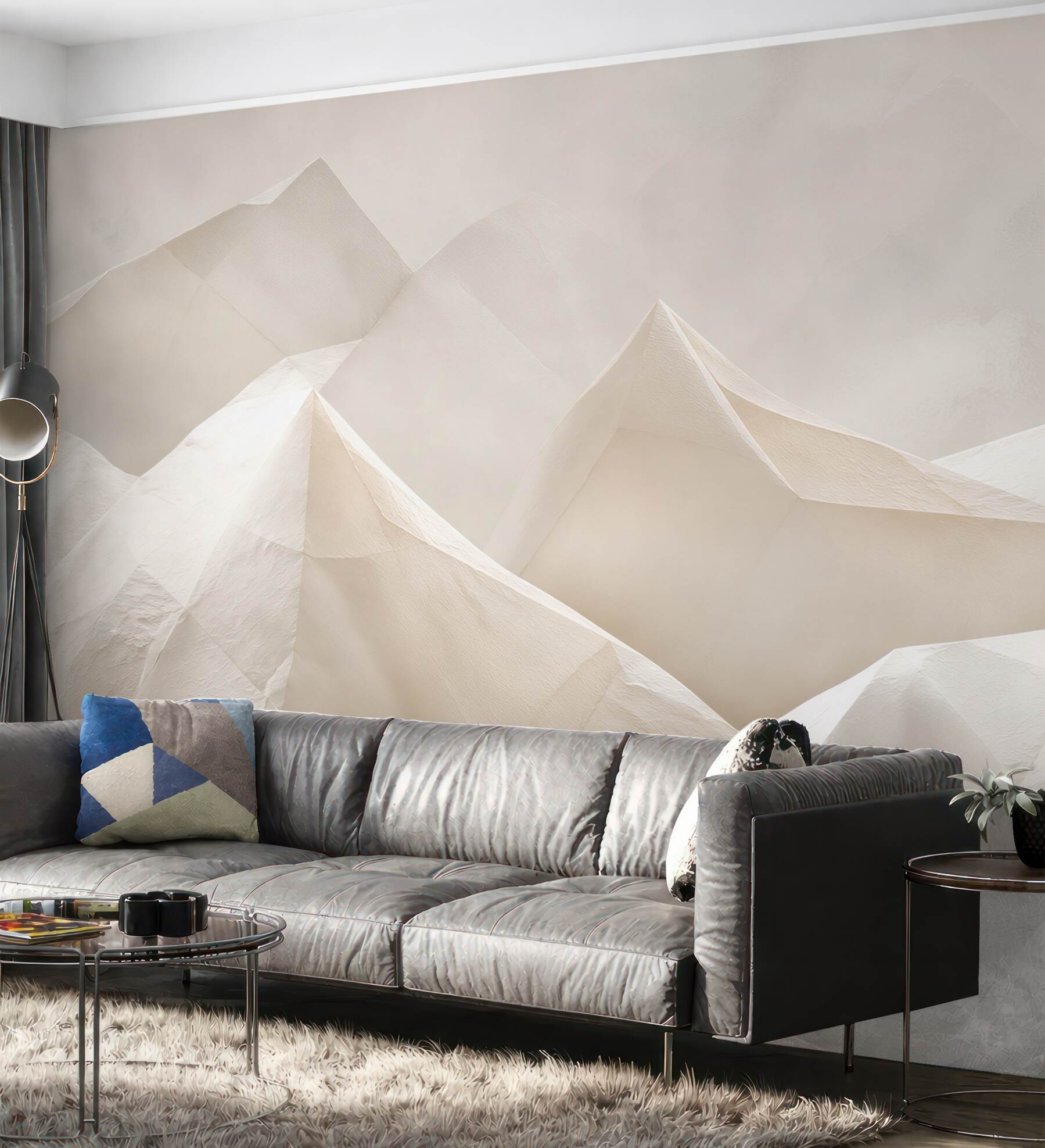 Fototapeta abstrakcyjne góry geometryczne beżowe nowoczesne 3D