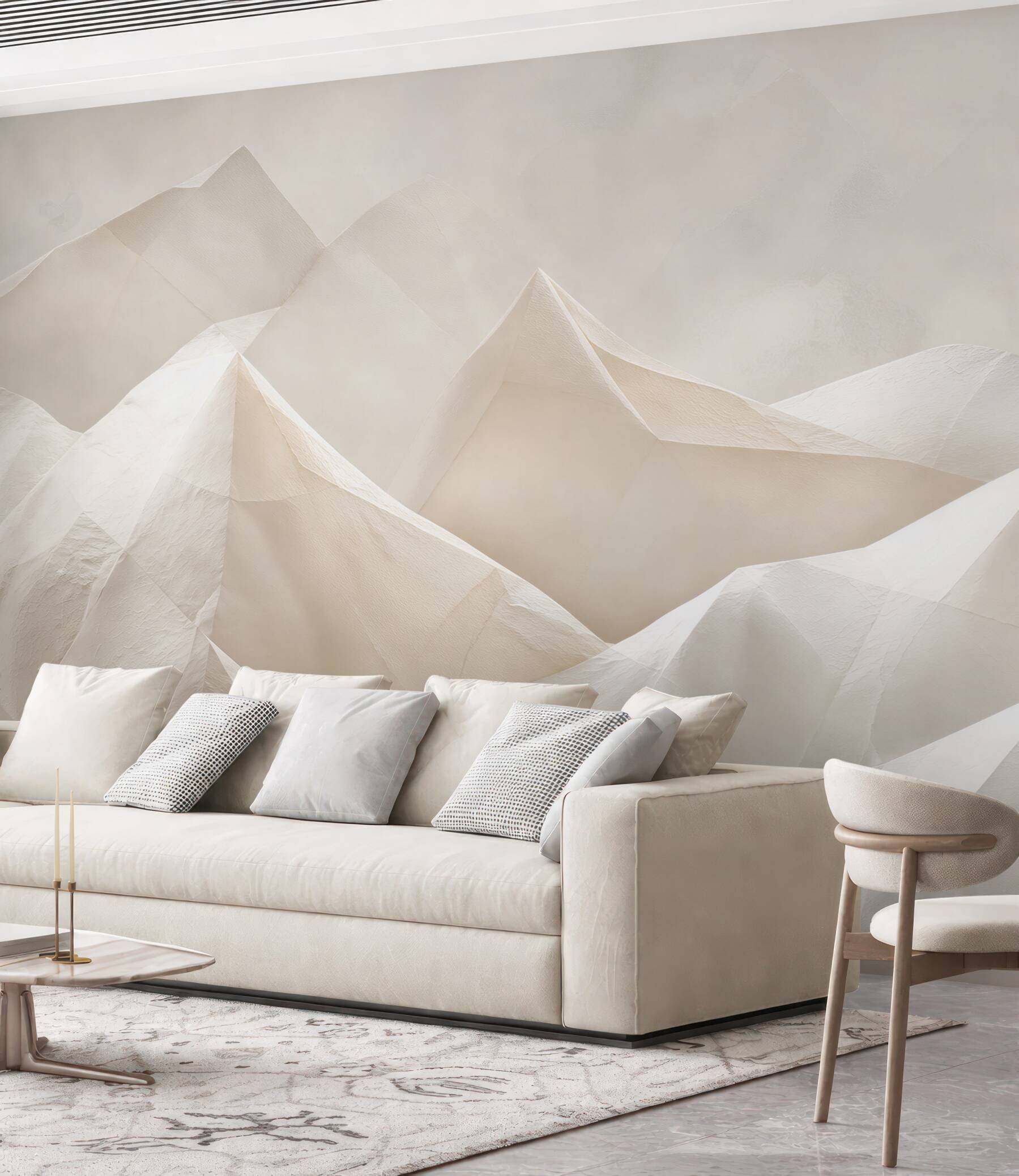 Fototapeta abstrakcyjne góry geometryczne beżowe nowoczesne 3D