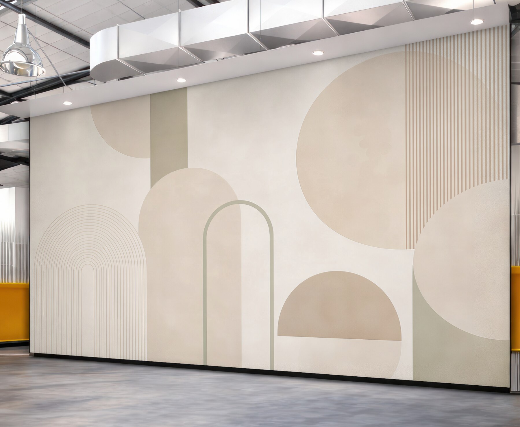 Fototapeta geometryczne łuki i koła beżowe nowoczesne minimalistyczne