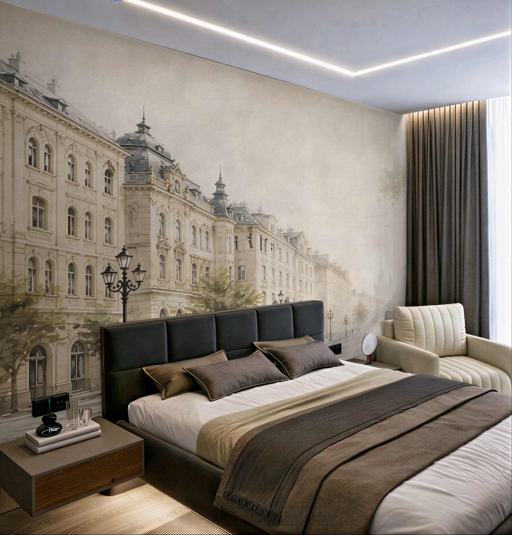 Fototapeta elegancka ulica miasta we mgle w stylu klasycznym