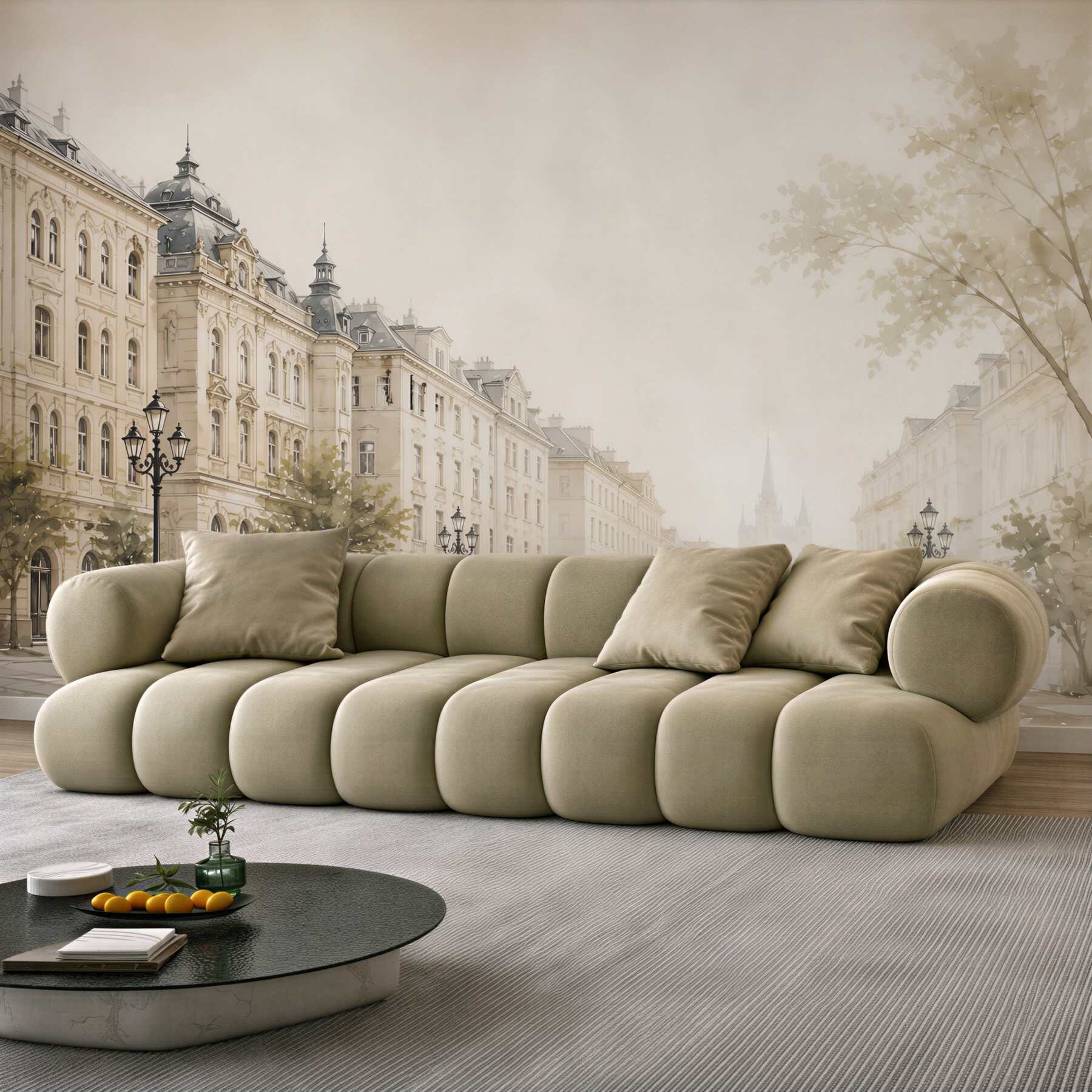 Fototapeta elegancka ulica miasta we mgle w stylu klasycznym