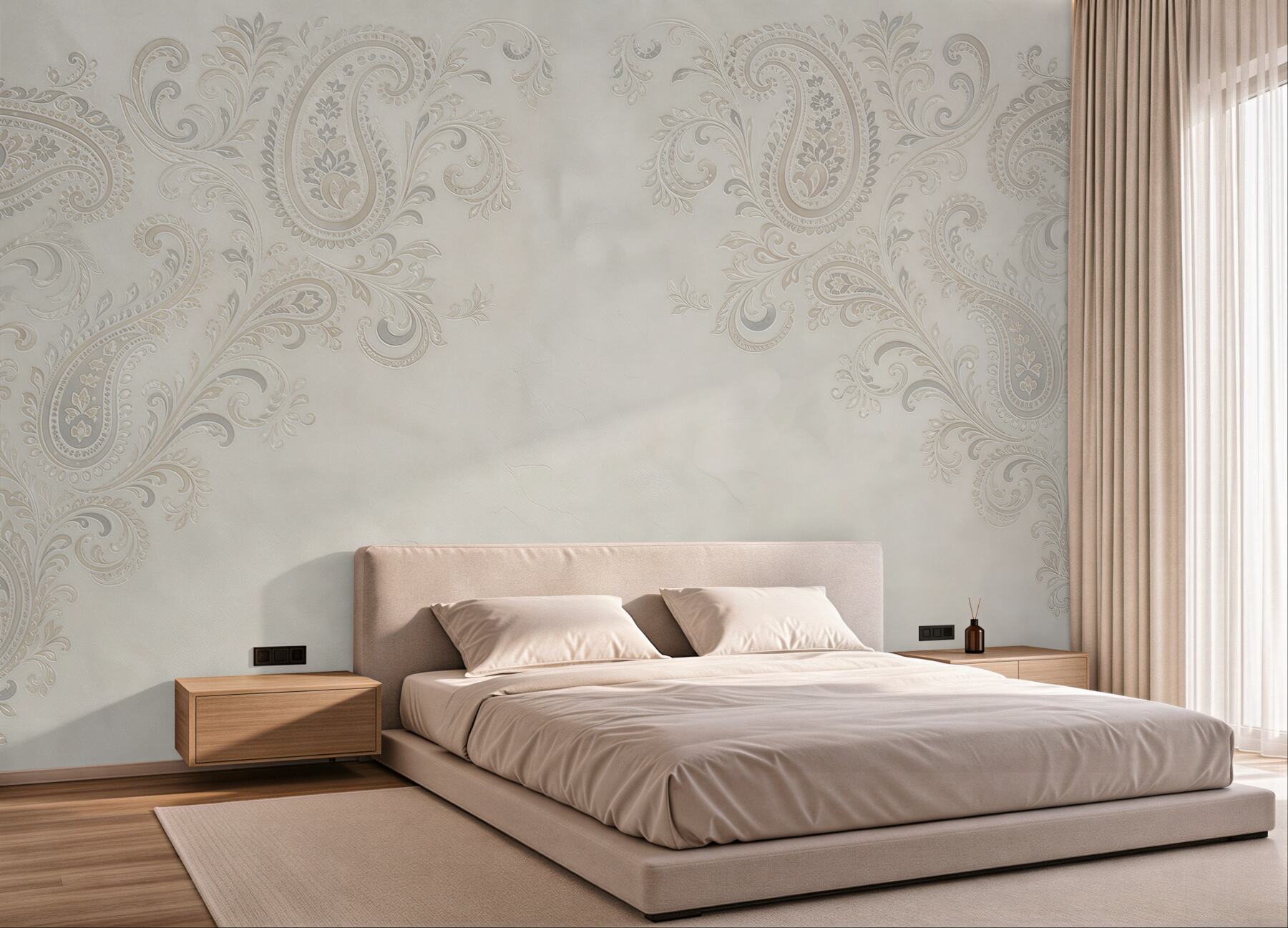 Fototapeta ornament paisley beżowy elegancki wzór klasyczny