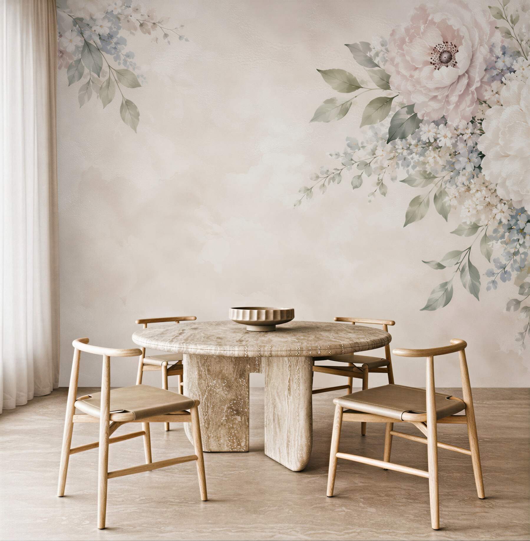 Fototapeta kwiaty peonie i anemony pastelowe eleganckie