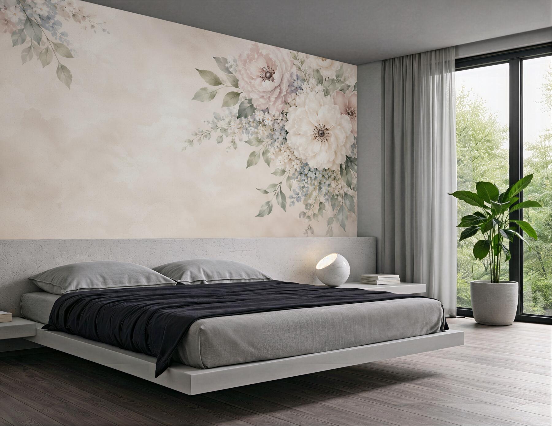 Fototapeta kwiaty peonie i anemony pastelowe eleganckie