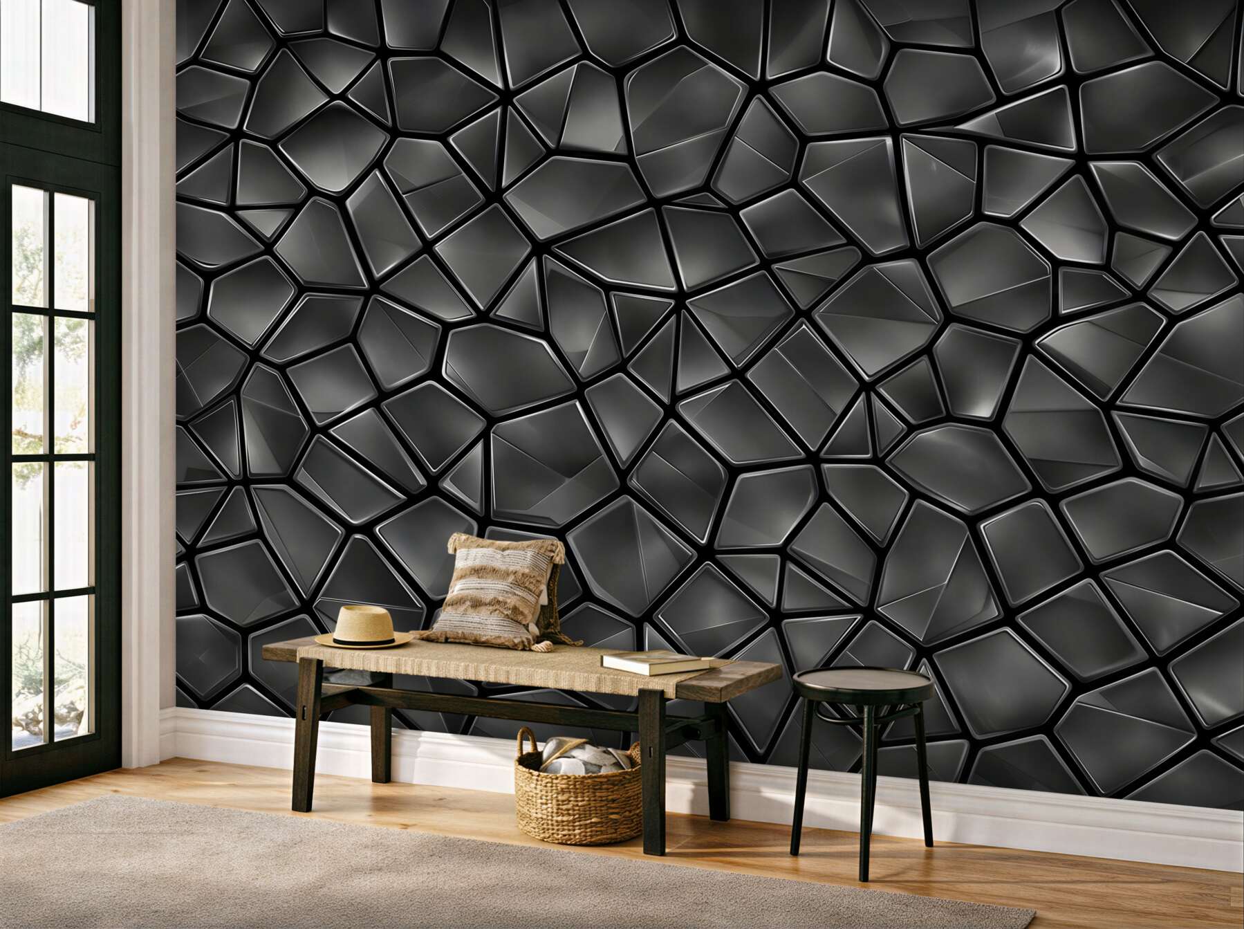 Fototapeta czarna mozaika 3D geometryczna nowoczesna