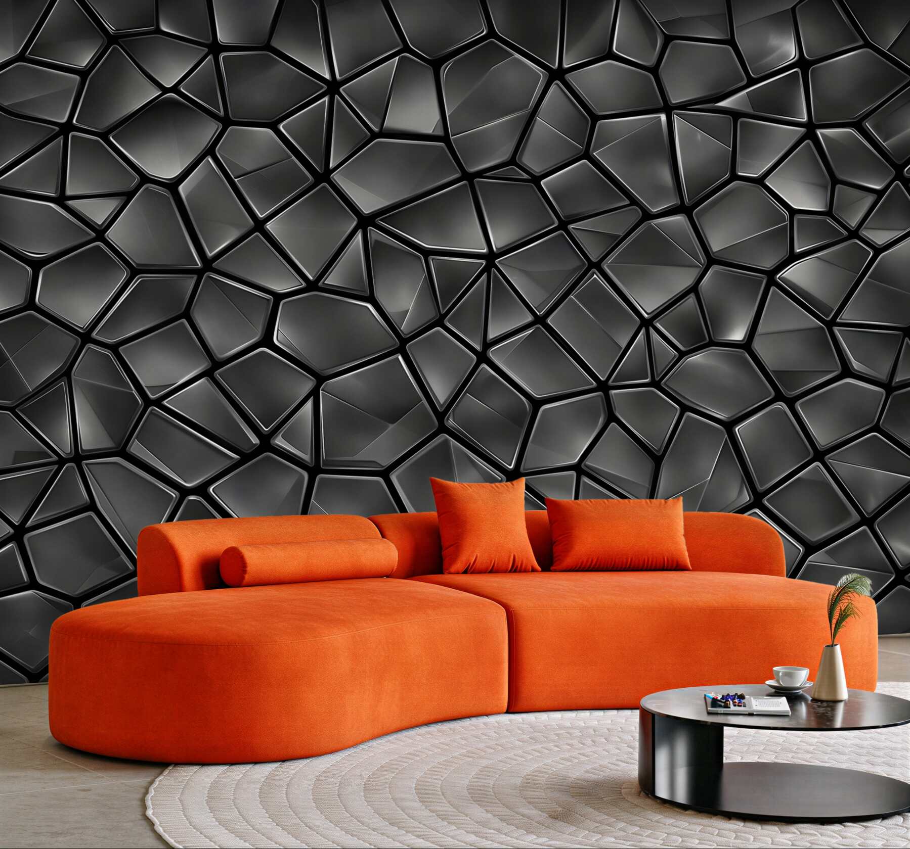 Fototapeta czarna mozaika 3D geometryczna nowoczesna